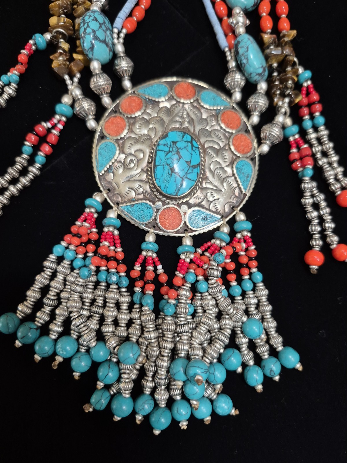 Vintage Tibetan Silver  Multiple  Stones