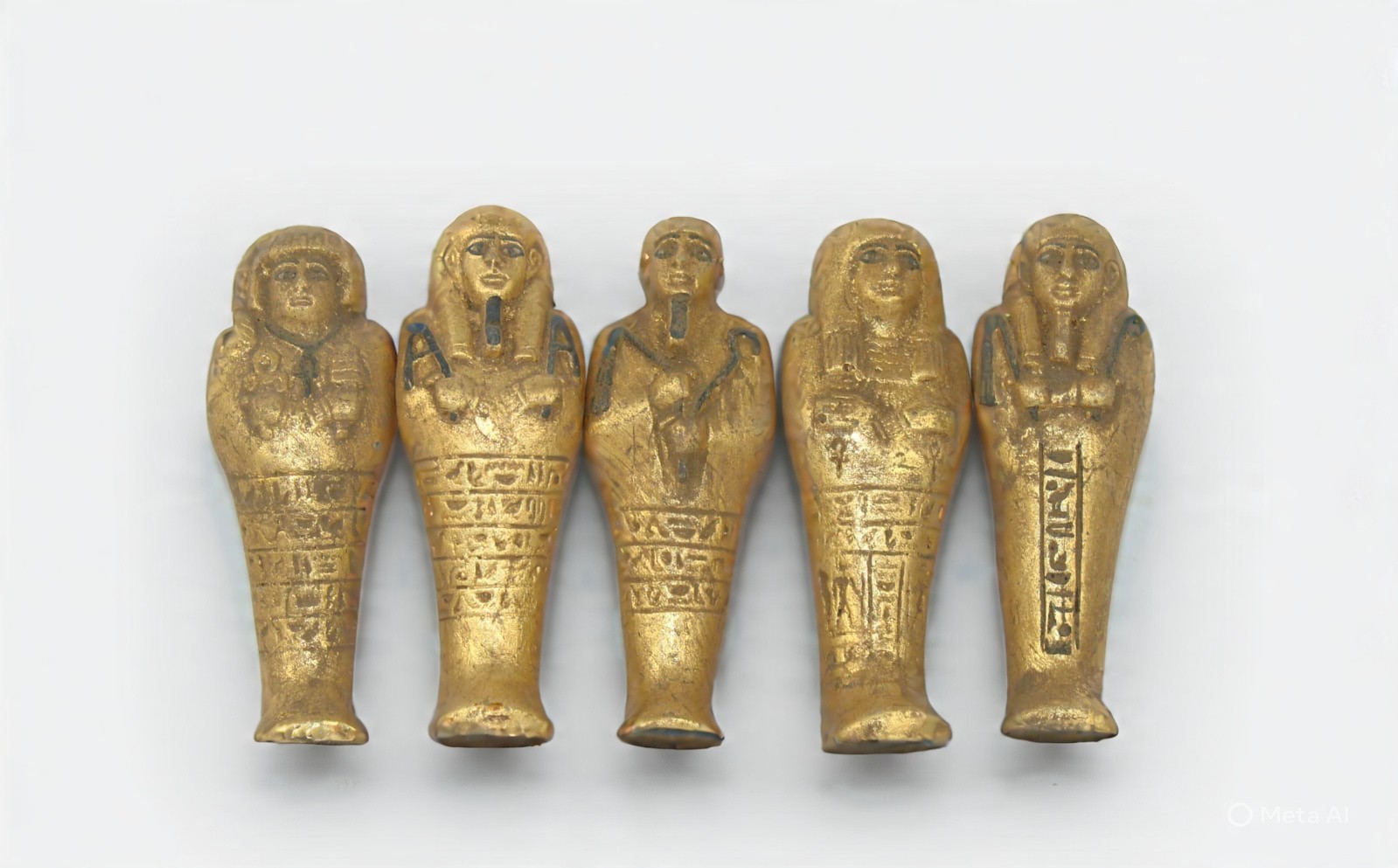 Rare Ancient Egyptian Antique 5 Golden Statues Ushabti Servant BC Egyptology