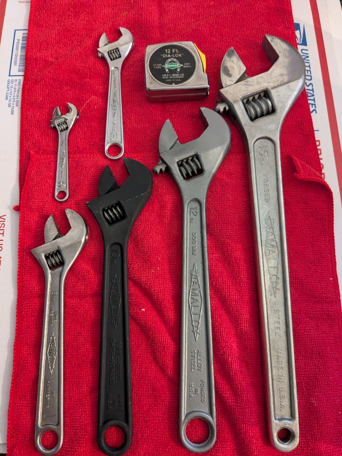  Diamond Tool, Duluth, Diamalloy Adj Wrench  6 PC Lot With Rare Tape Measure 