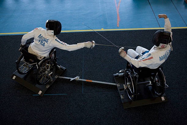 French paralympic fencer Cyril More during a training session Old Photo 4