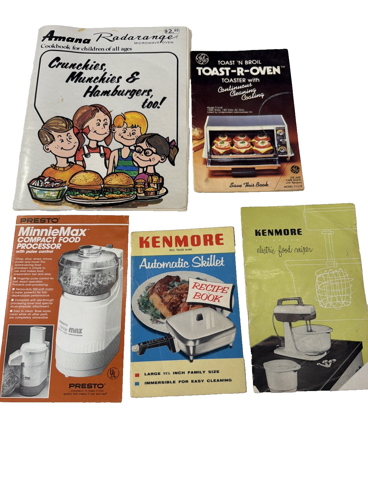 Vintage Appliance Cookbook & Manual Lot Amana Radarange GE Presto Kenmore