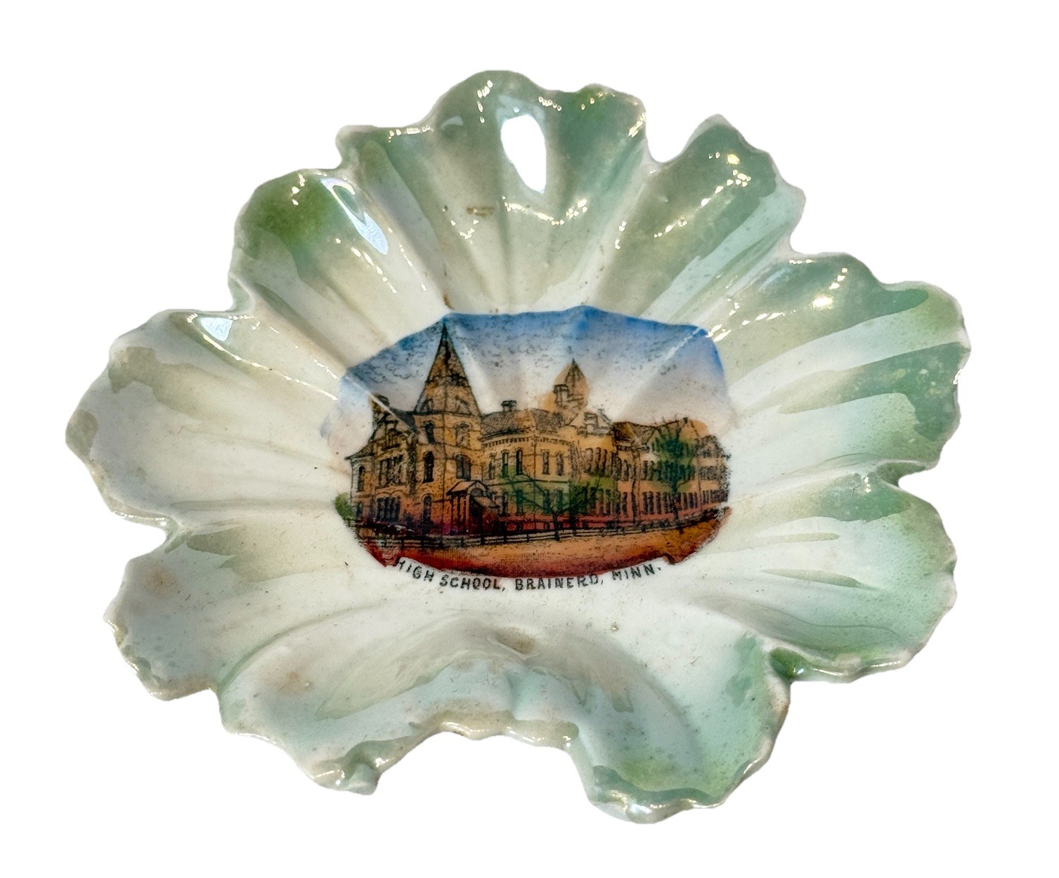 BRAINERD MINNESOTA MN Antique HIGH SCHOOL Souvenir China TRINKET DISH PLATE BRAINERD MINNESOTA MN Antique HIGH SCHOOL Souvenir China TRINKET DISH PLATE