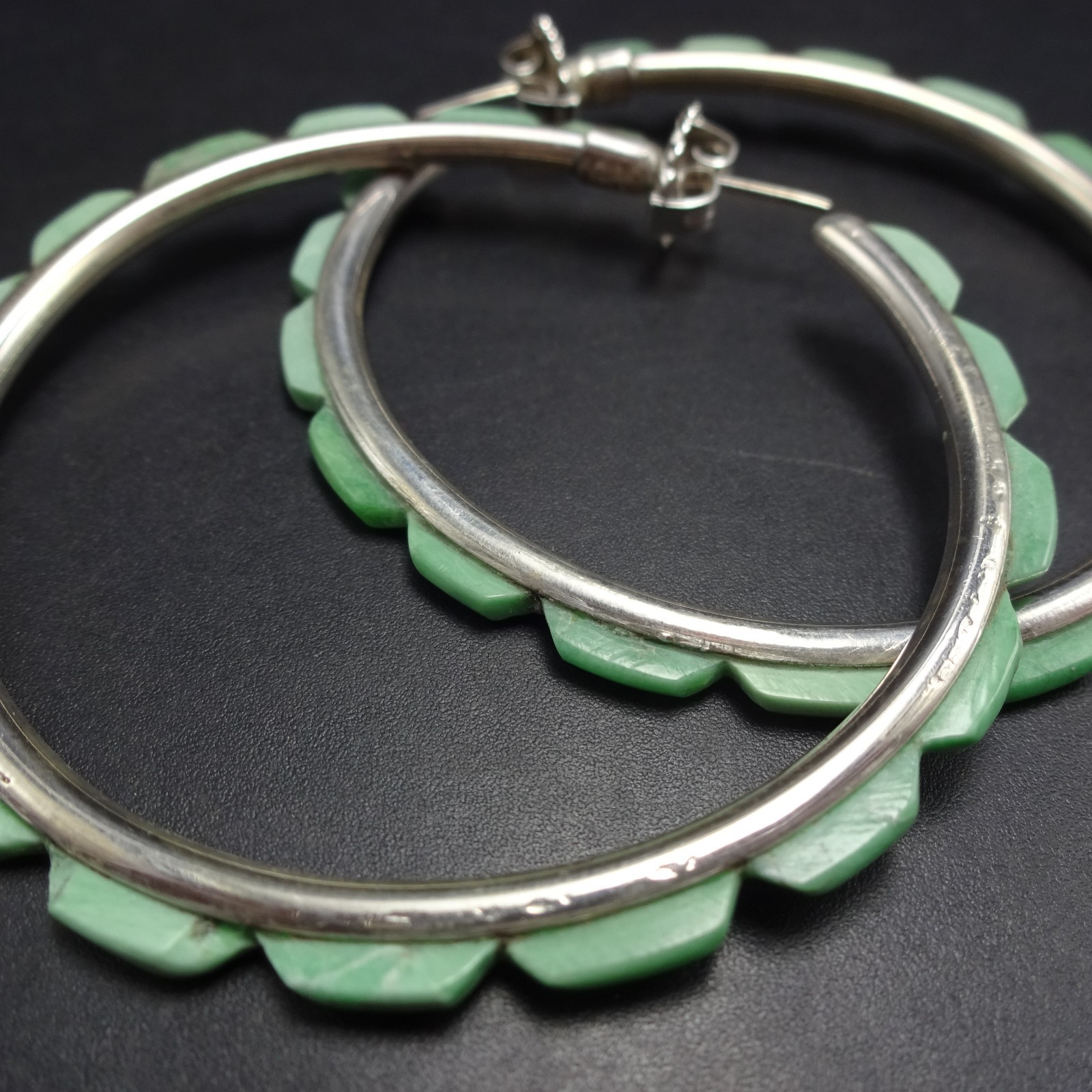 FEDERICO JIMENEZ Sterling 925 GREEN TURQUOISE OUTSIDE INLAY 2.25\