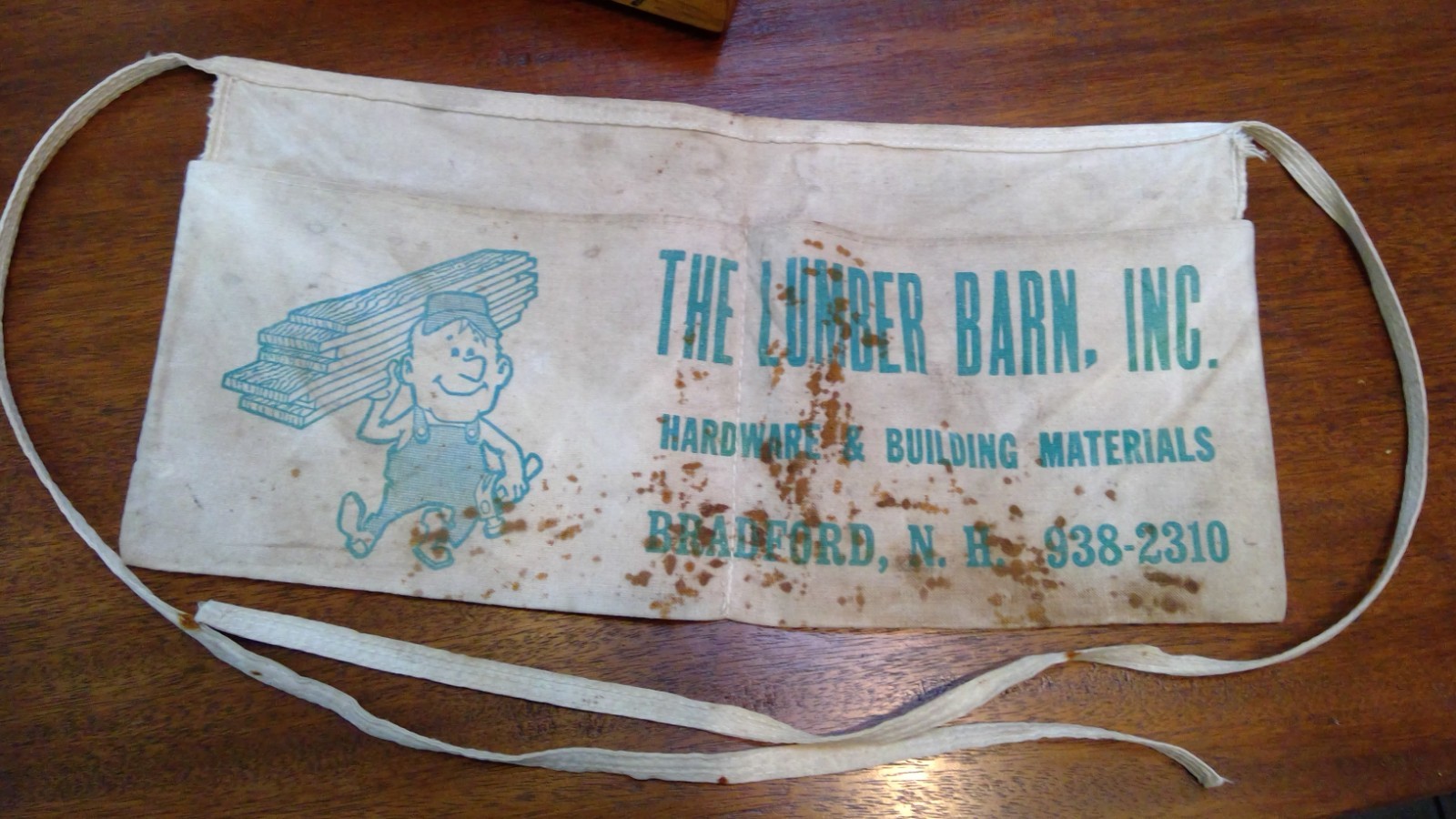 Vintage Carpenter's Nail Apron Cloth The Lumber Barn, Inc.  Bradford N.H.