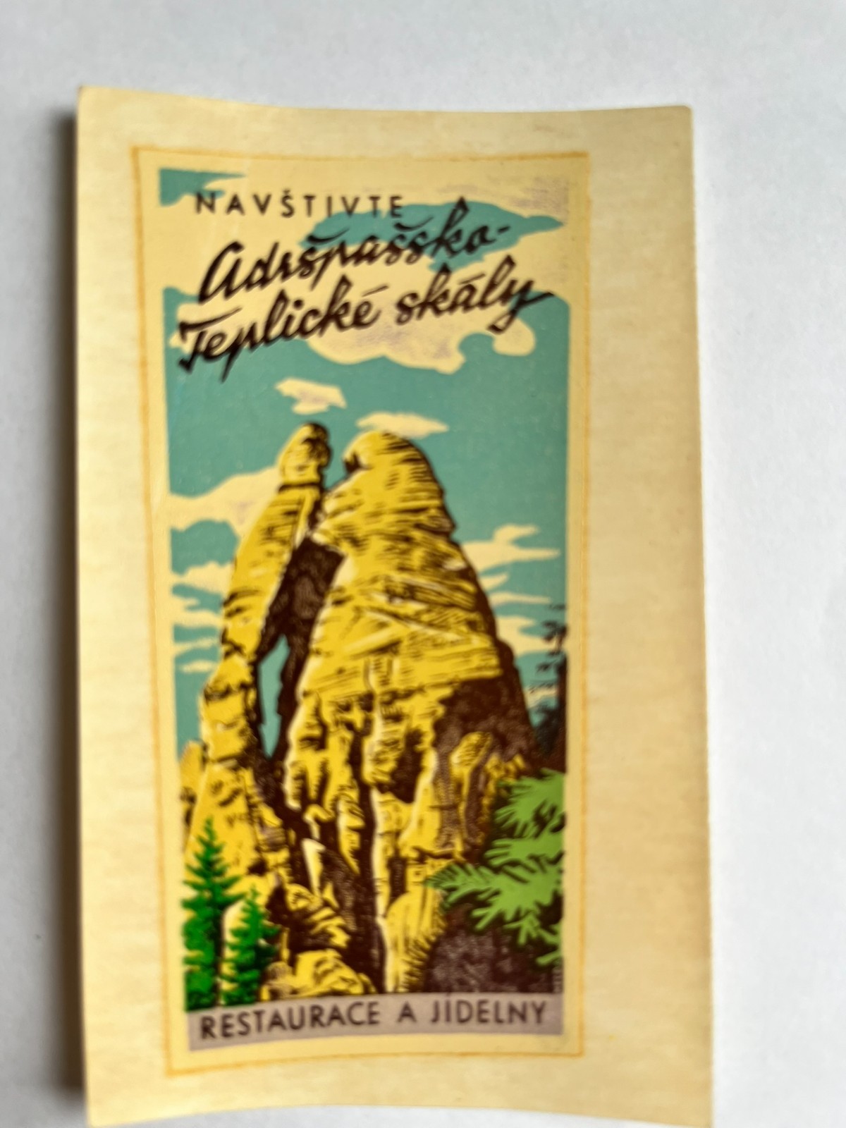 Vintage HOTEL BILY KUN LOKET Decal Czech Republic 3 1/2 X 4