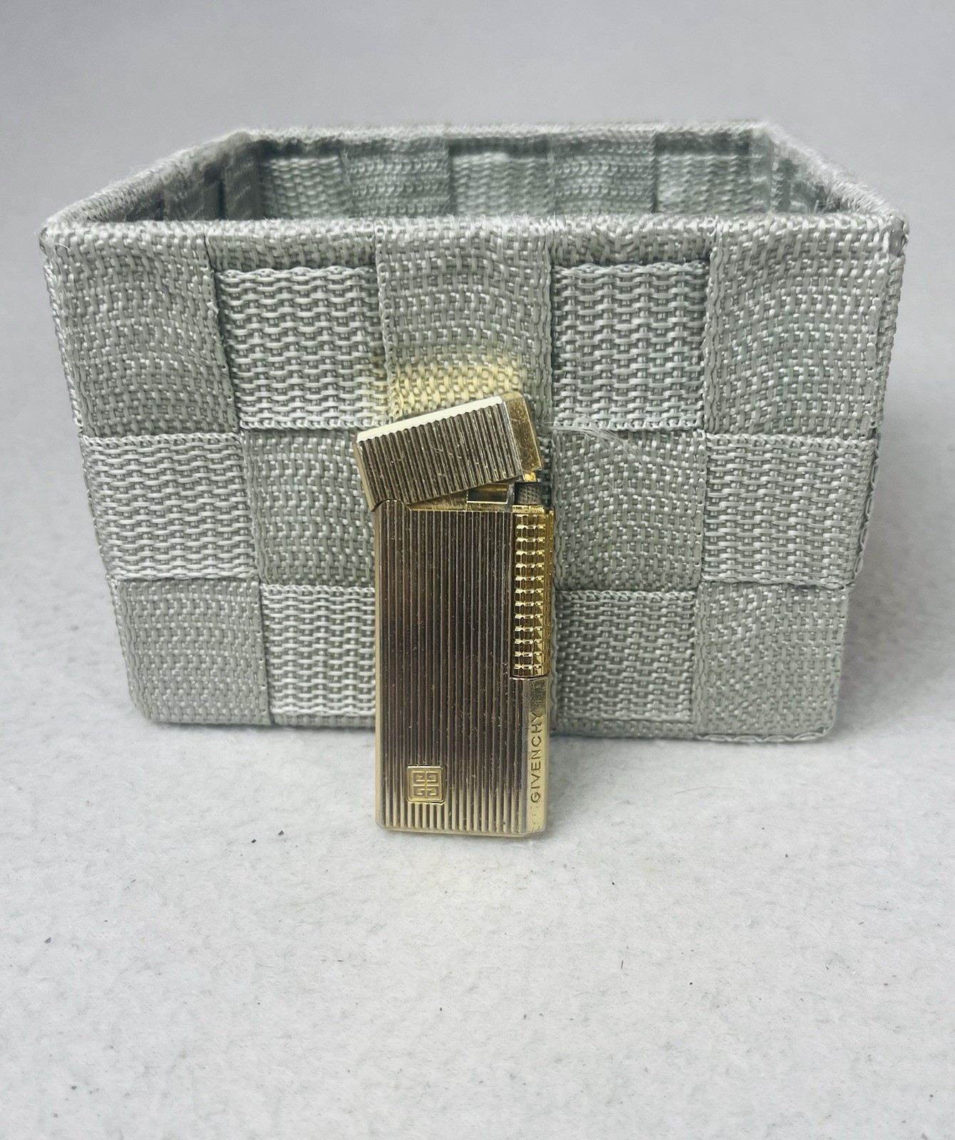 Vintage Givenchy Gold Plated Godroné Logo 4G Lighter - Gas - Not Working