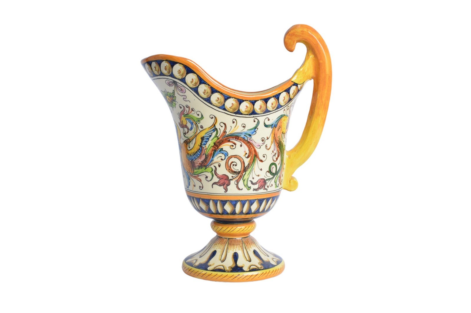 Antique Portugal Italian Ceramic Large Faience Serving Pitcher Pottery