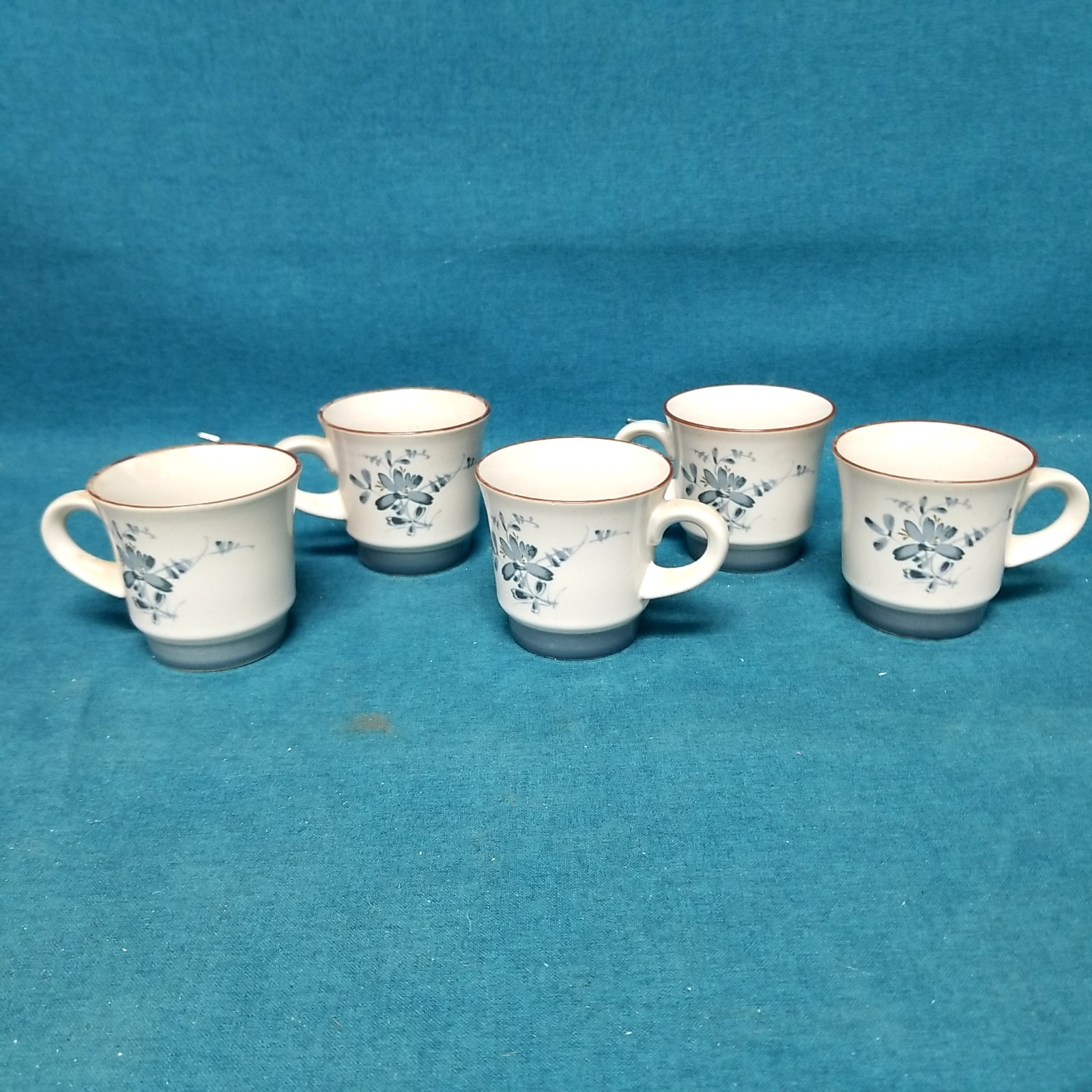 VTG Noritake Stoneware Pleasure Set 5 Coffee Cups 8344 Floral Japan