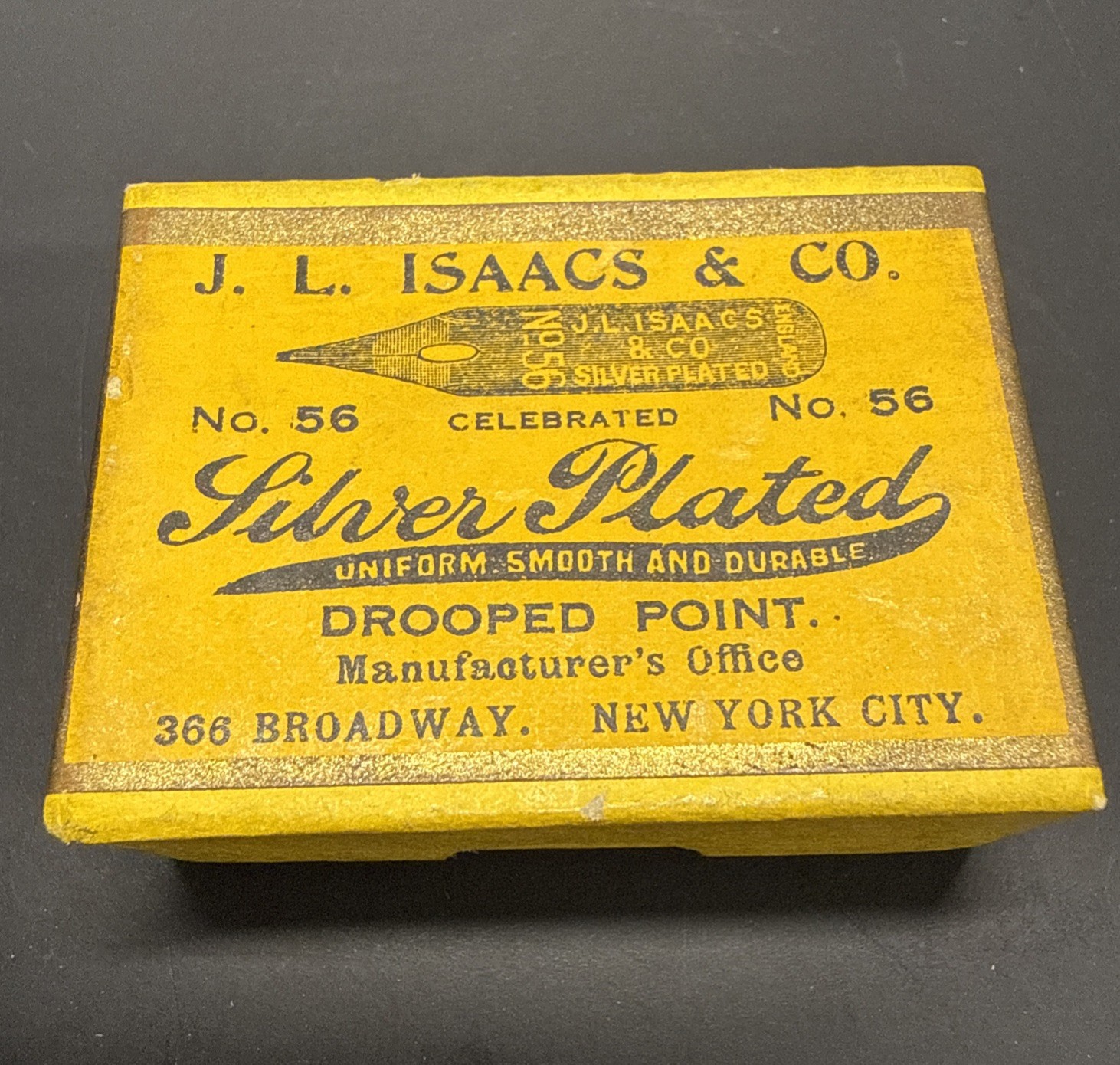 Antique J.L. ISAACS No 56 Silver Plated Point DIP PEN NIBS 144CT BOX NOS Sealed