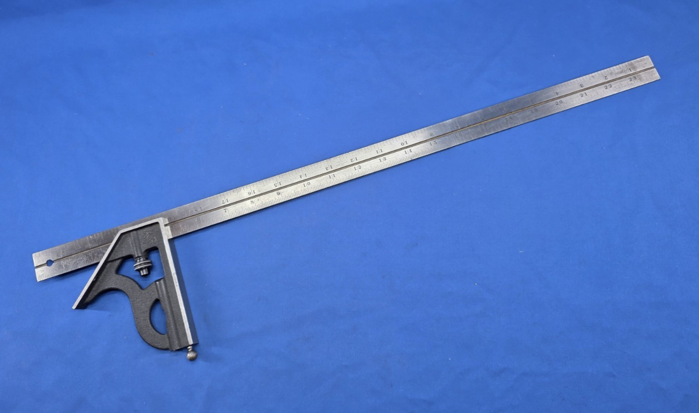 NICE Vintage  L. S. Starrett Co. Combination Square Head w Scribe on a 24\