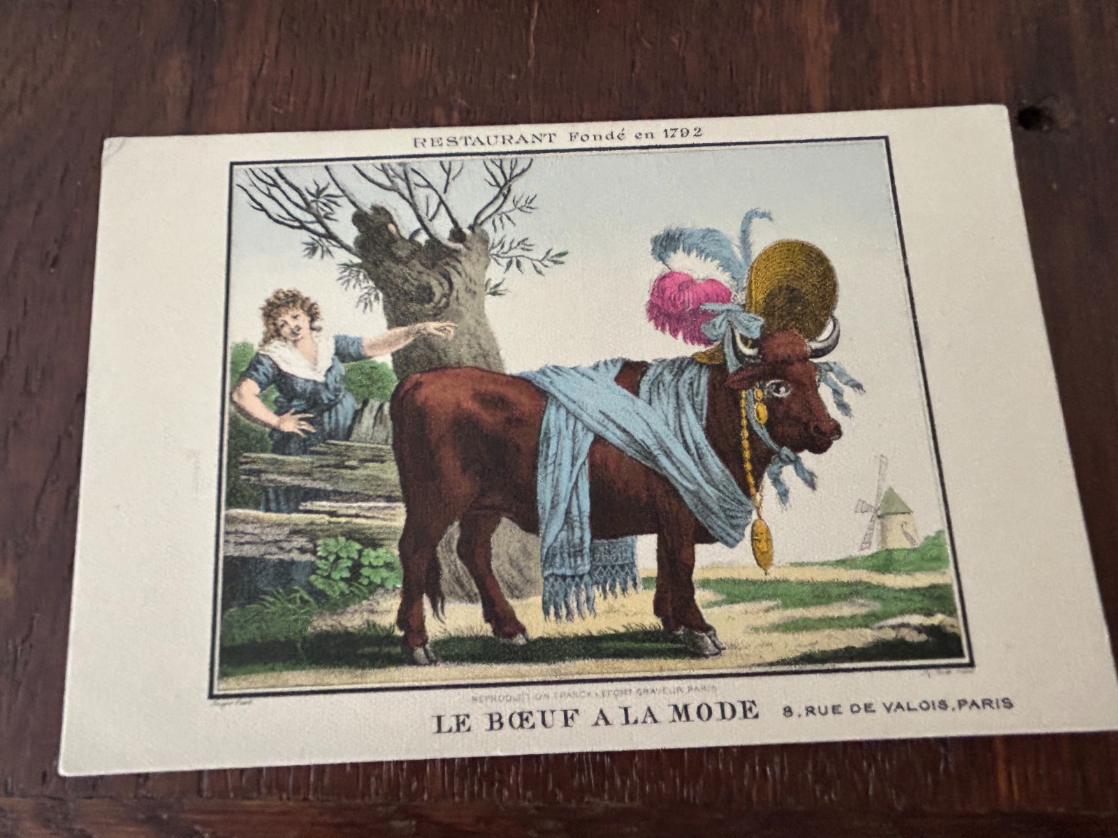 Le Boeuf a la Mode Rue de Valois Paris France Restaurant Postcard