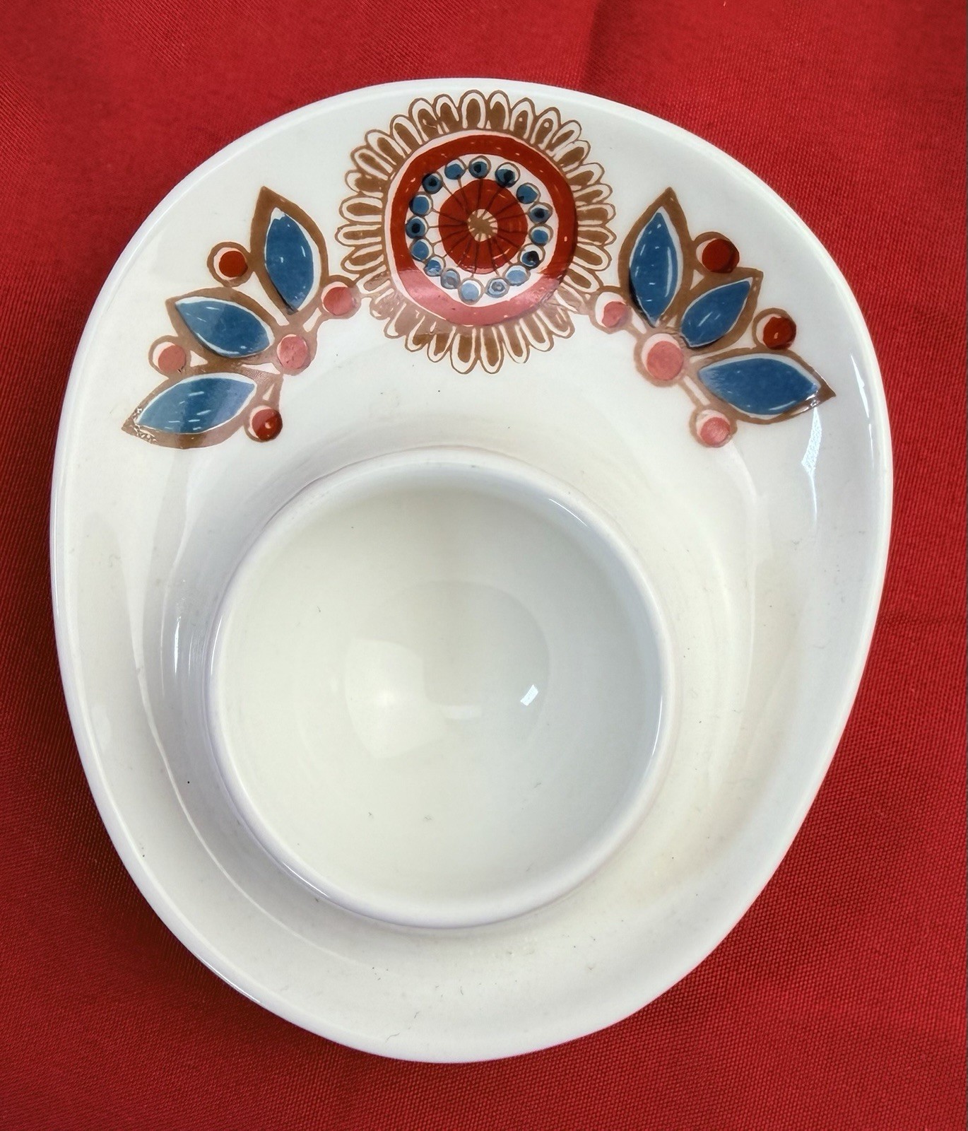 Vtg Figgjo Flint Norway Linti Egg Cup Attached Saucer MCM Scandinavian 4”