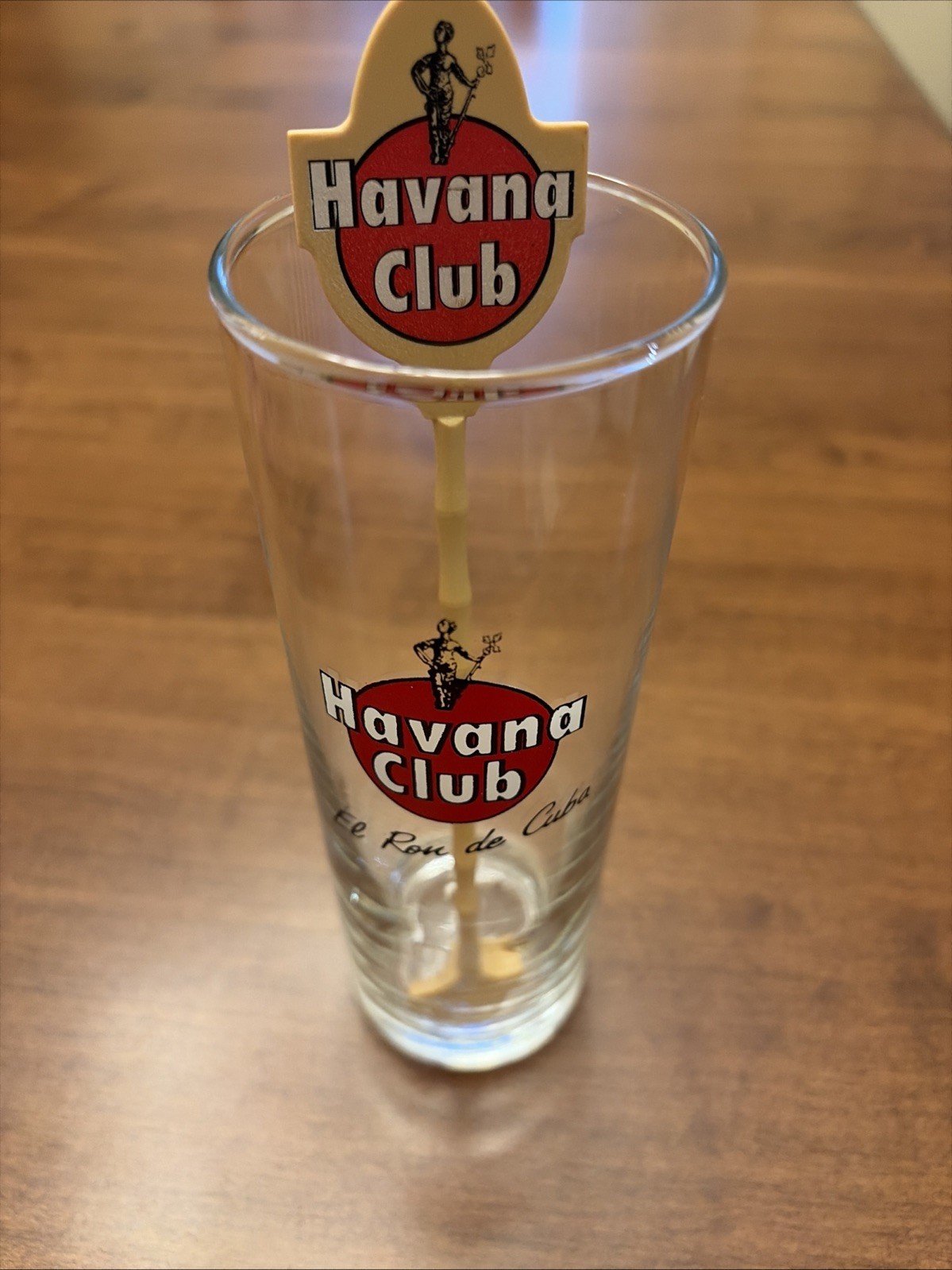Vintage Havana Club Rum El Ron de Cuba Highball - Collins Glass 5 1/2” W/Swizzle