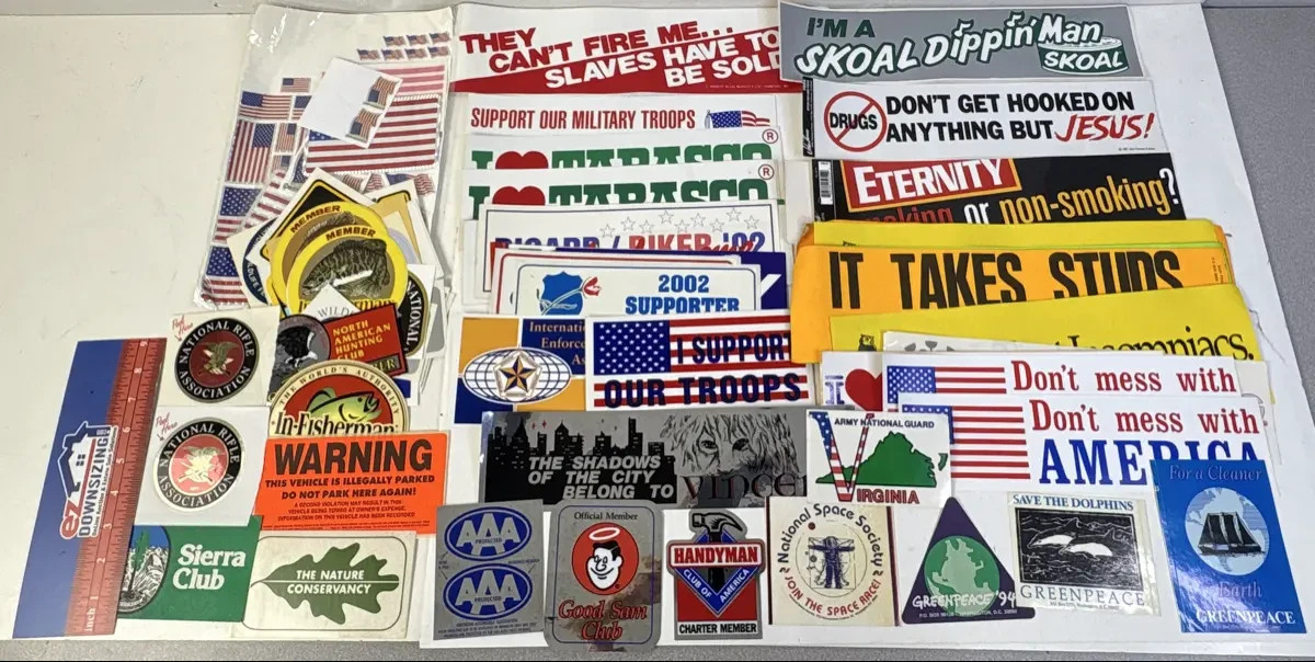 35+ Vintage 90s Y2K Bumper Stickers Lot 1990s 2000s Retro Nostalgia Decals