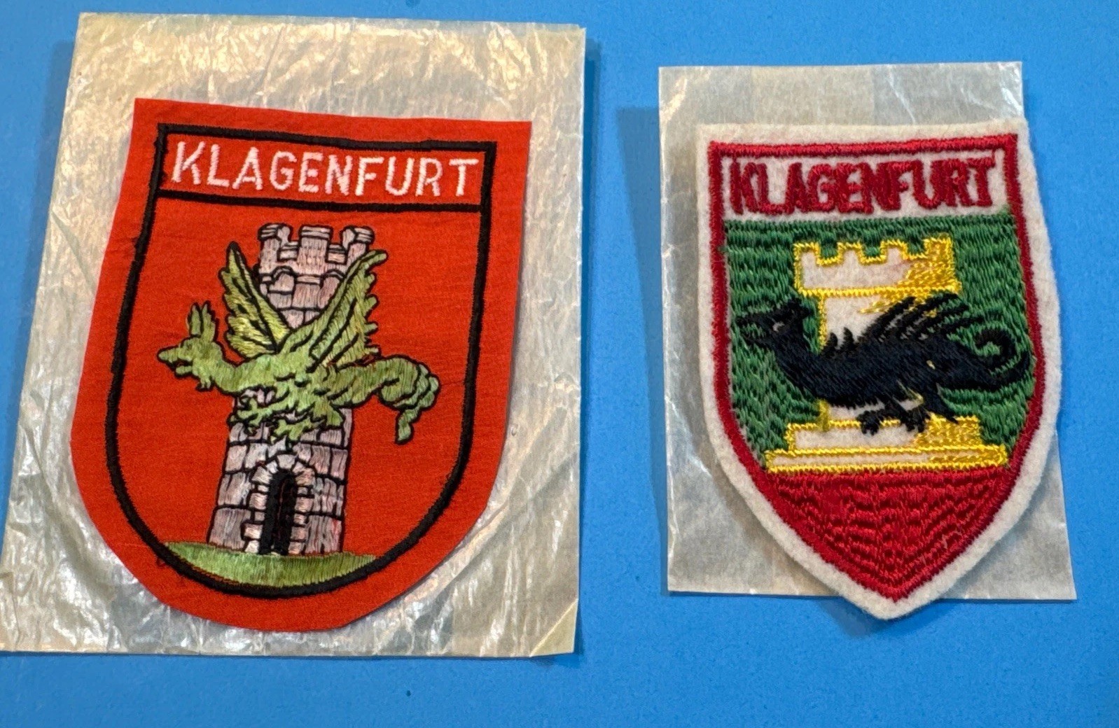 2 Vintage Klagenfurt Austria Patches Dragon for clothing ?
