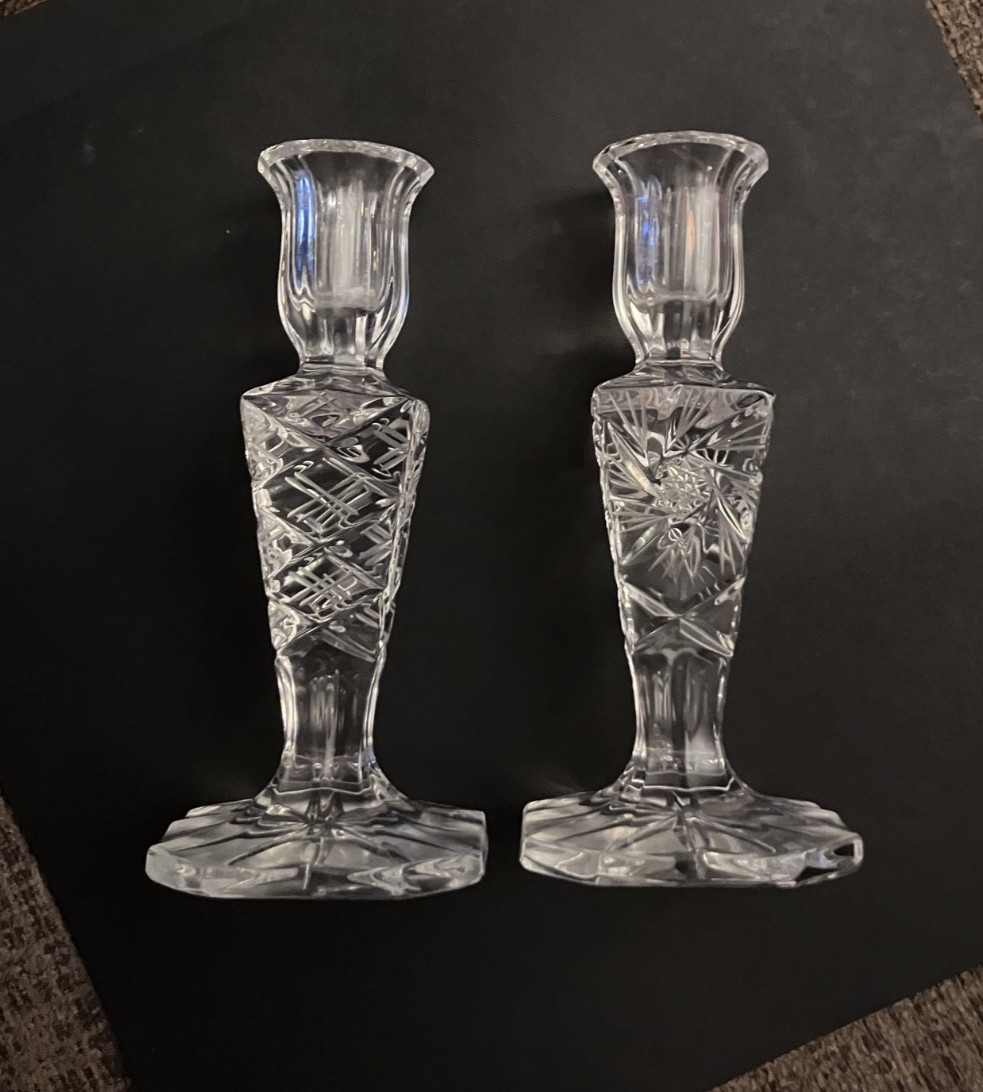 Vintage Lead crystal candlesticks, pair, excellent cond. 6 3/4\