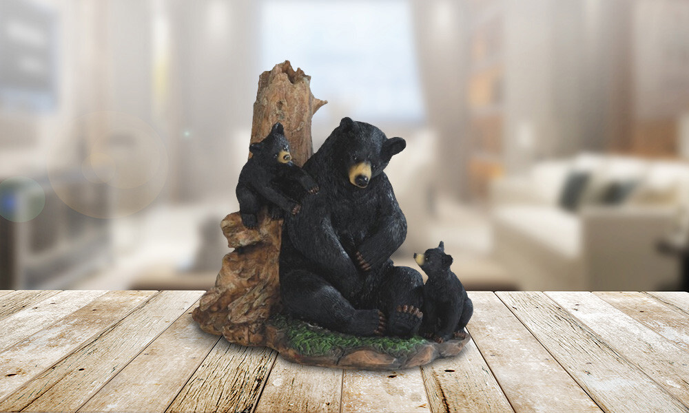 Black Bear with Baby Statue 6.5\