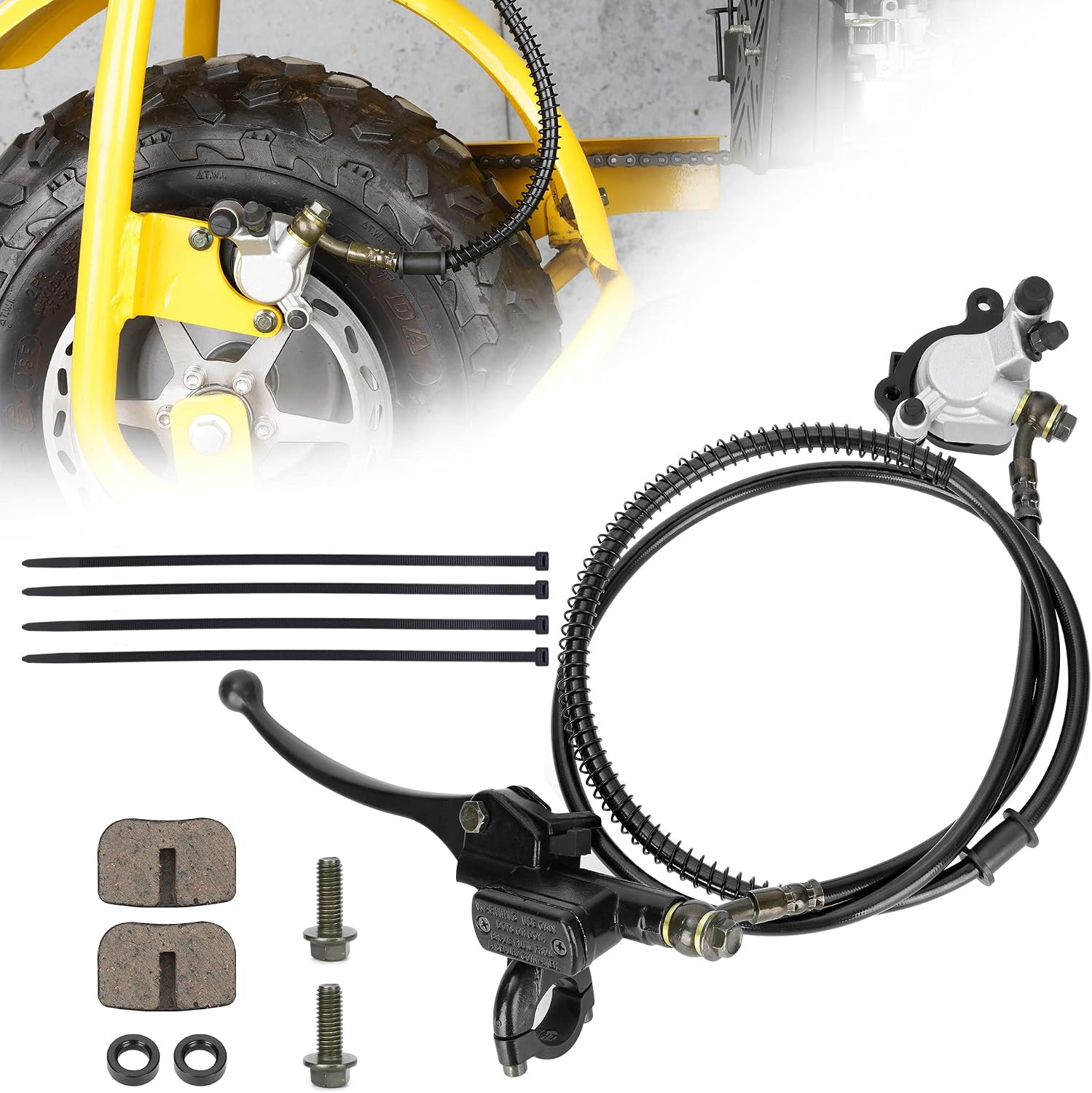 Hydraulic Brake Master Cylinder Caliper with Brake Pad Assembly Hose Tube for 97