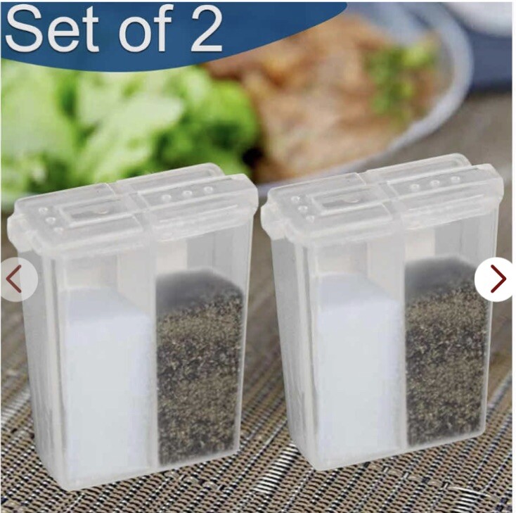 Set Of 2 Travel Size Salt and Pepper Shakers With Dual Sided Lid Set Of 2 Travel Size Salt and Pepper Shakers With Dual Sided Lid