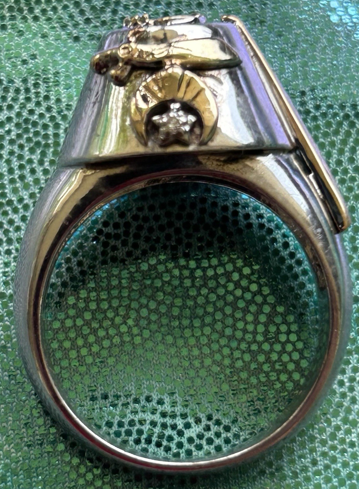 VINTAGE SHRINERS TEMPLE STERLING SILVER & 14K GOLD 925 MASONIC SIGNET RING VINTAGE SHRINERS TEMPLE STERLING SILVER & 14K GOLD 925 MASONIC SIGNET RING