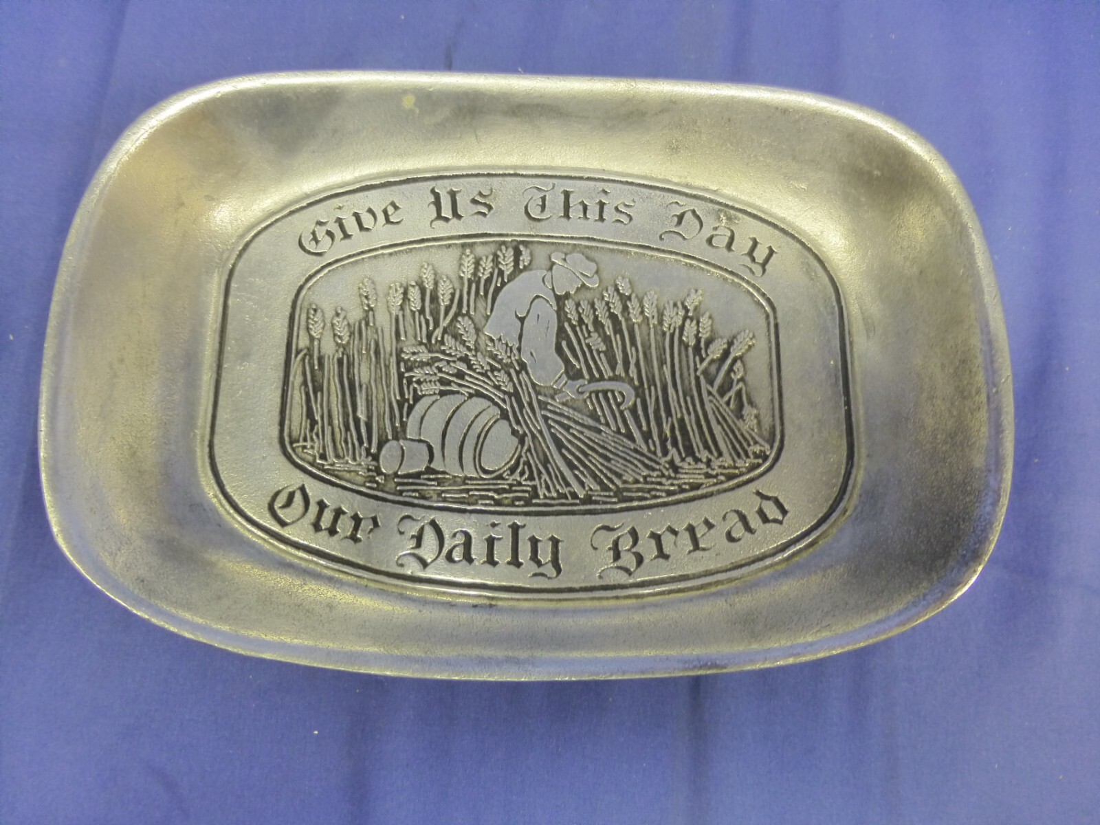 Vintage Wilton Columbia Pewter Plate “Give Us This Day Our Daily Bread”
