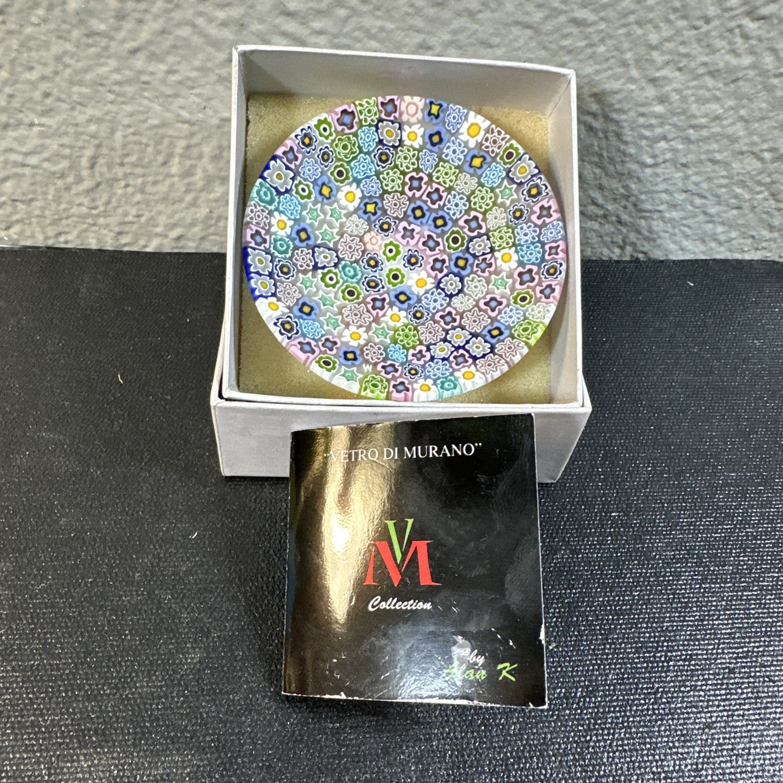 Vintage Murano Millefiori Vetro Artistico Glass Trinket Dish Italy Art Glass 3”