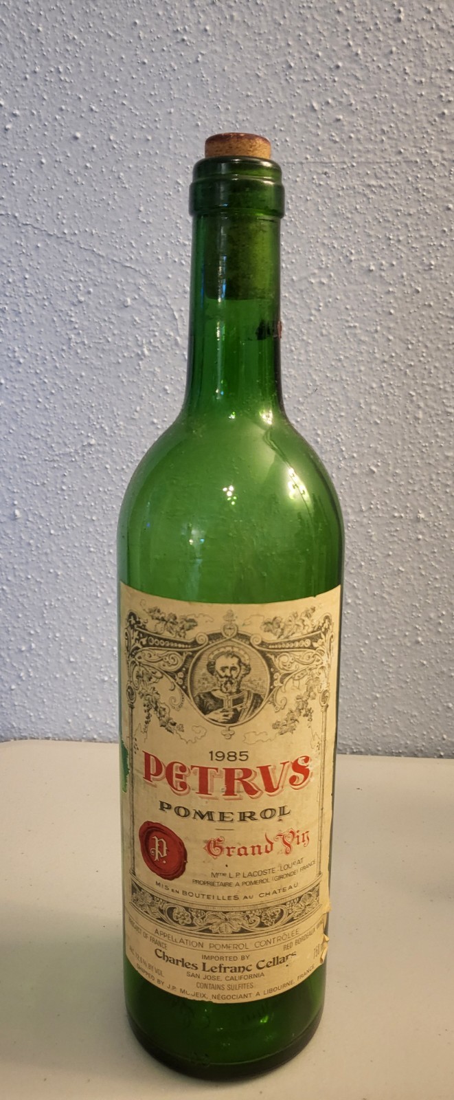 Petrus 1985 Empty Wine Bottle Vintage Display Collectible