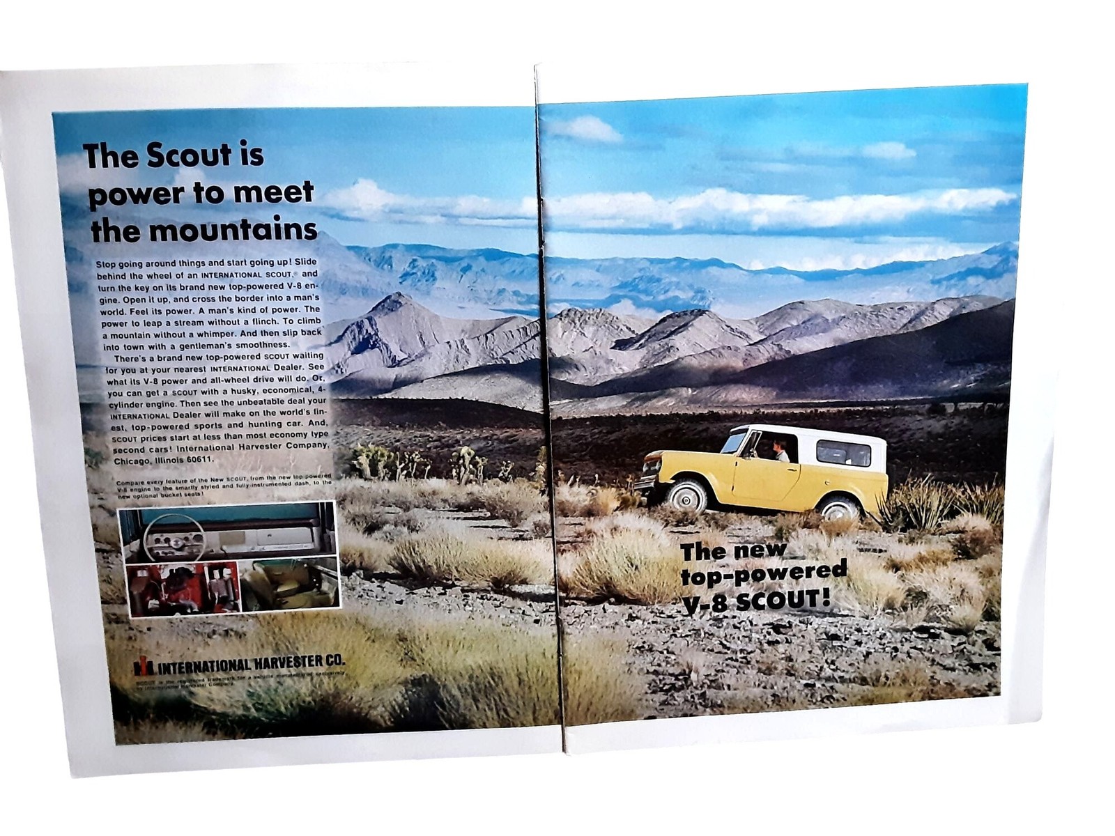 1967 International Harvester Scout V8 2 Page Print Ad 4x4 Off Road