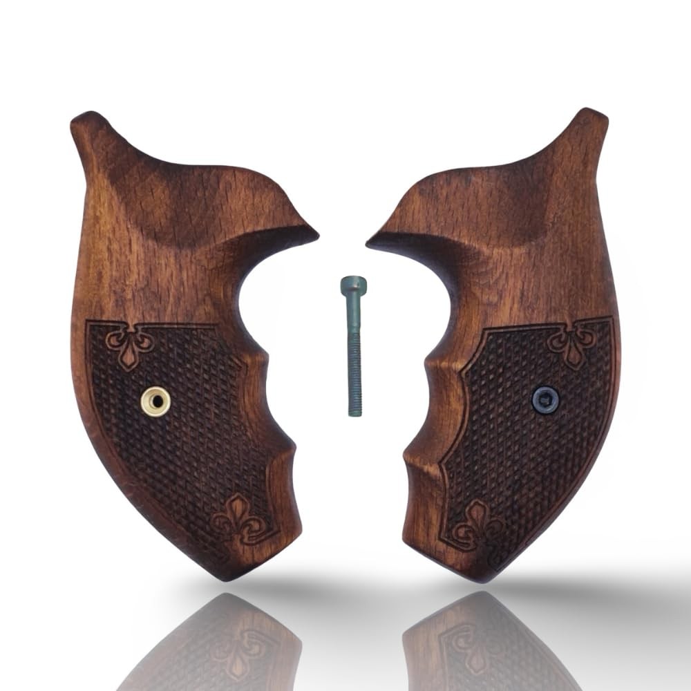 Zib Grips Revolver J Round Grips Real Wood 9mm Smith Wesson Pistol Grips