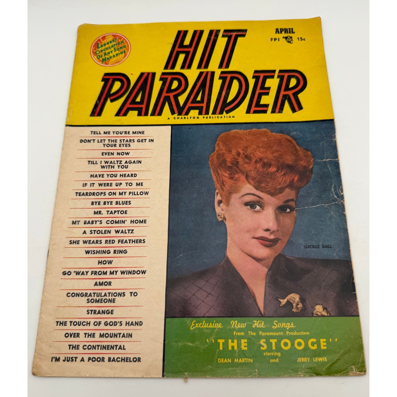 Vintage April 1953 Hit Parader Magazine Lucille Ball Cover Dean Martin Stooge