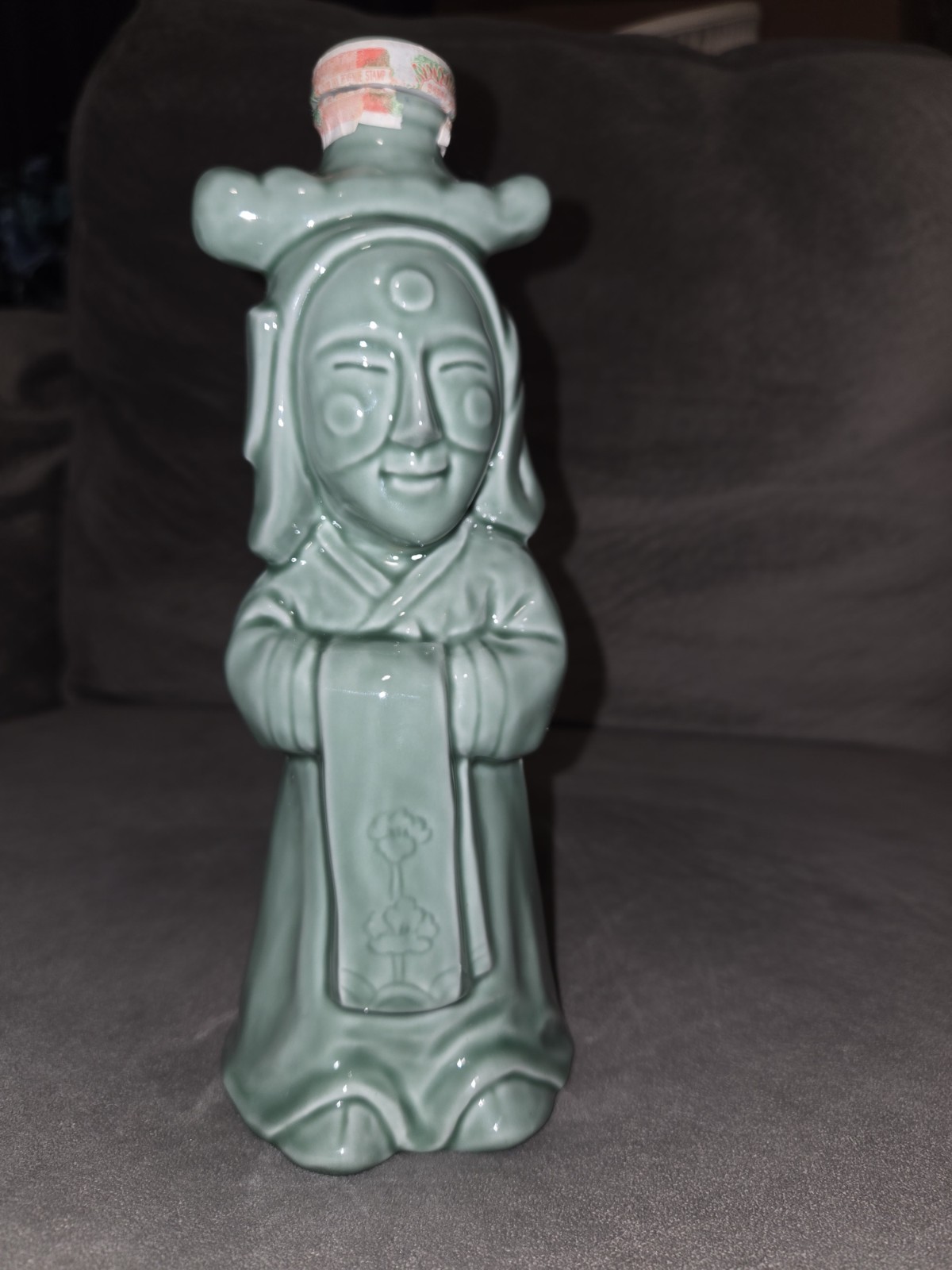 Vintage 1960-80 Celadon Glazed Korean Andong Soju Groom Liquor Decanter