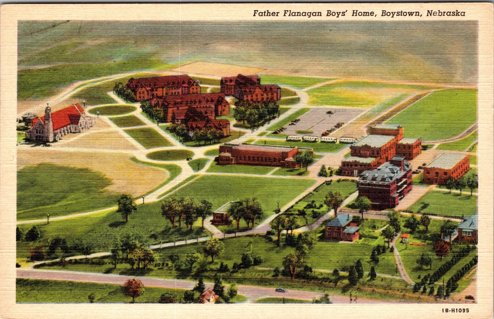 Boys Town NE-Nebraska, Aerial Father Flanagan\'s Boys Home Vintage Postcard