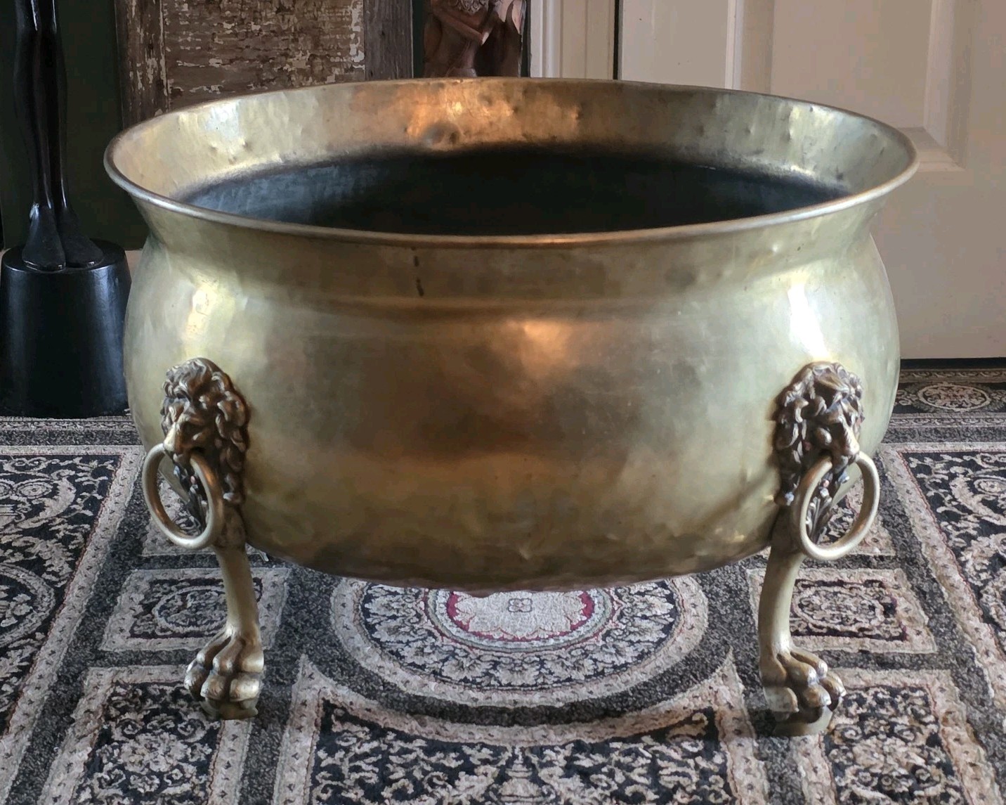 Large Georgian Brass Wine Cooler w/ Lion Head and Paw Feet Early 19th Century