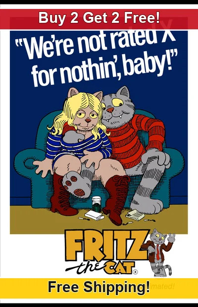 Fritz the Cat 1972-01 11x17 Movie TV Show Poster Buy 2 Get 2 Free 