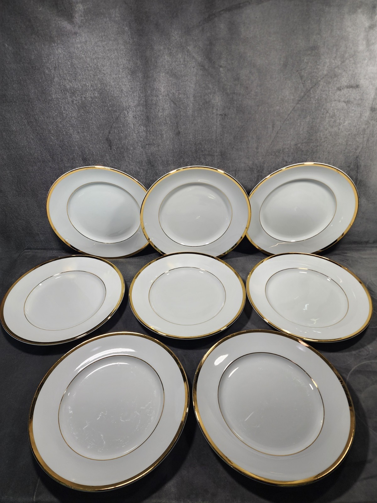 RARE-8 WILLIAMS SONOMA Brasserie White & Gold Charger Plates/Chop Platter/12