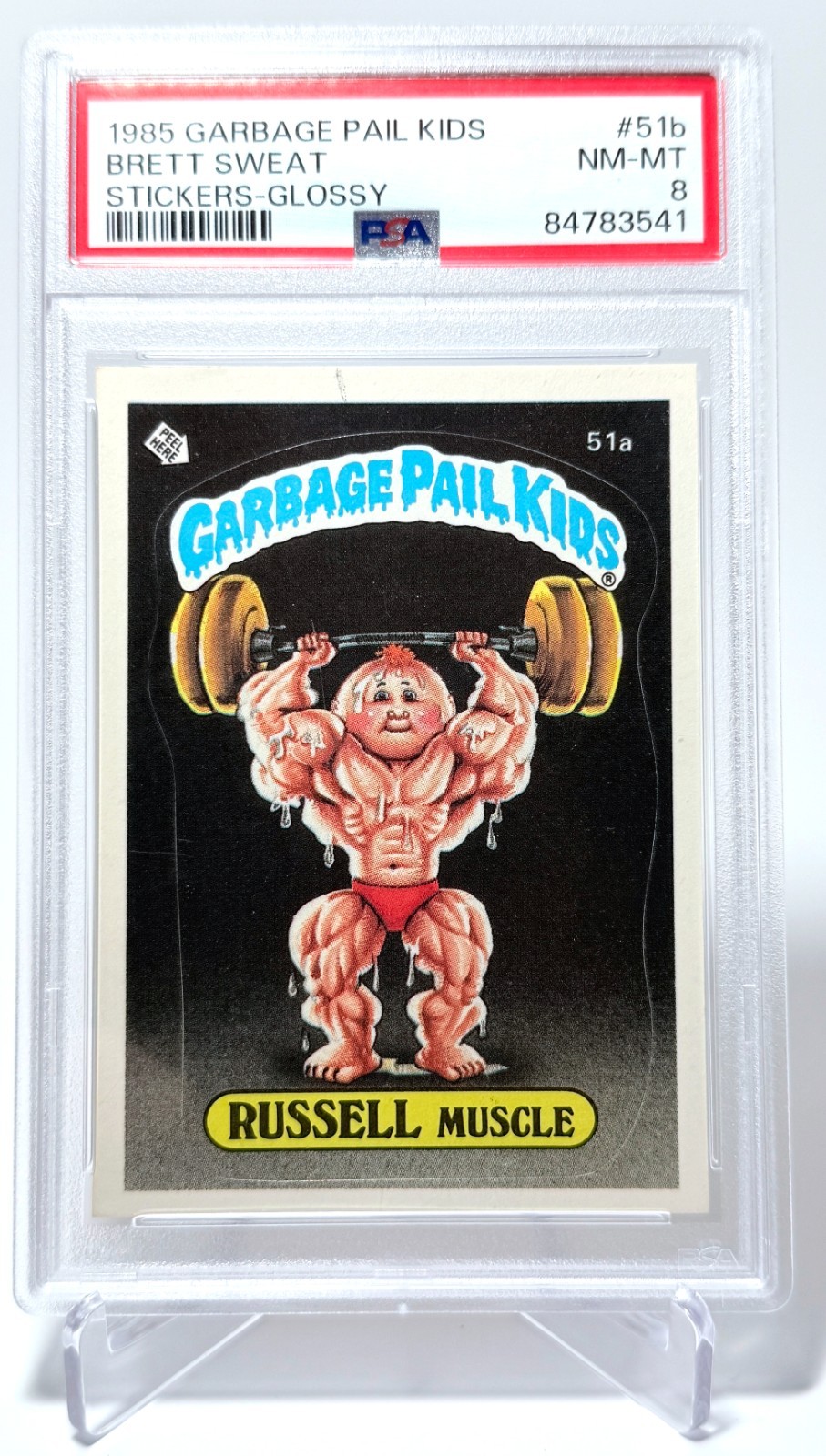 1985 Topps Garbage Pail Kids Series 2 - #51a Russell Muscle - PSA 8 NM-MT
