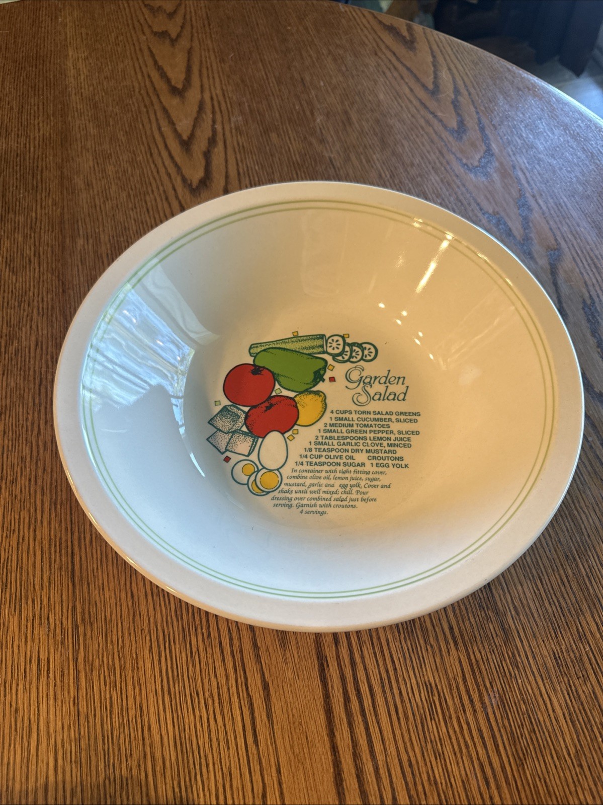 Sunnycraft VINTAGE GARDEN SALAD Serving Bowl W/Recipe in the design  BEAUTIFUL