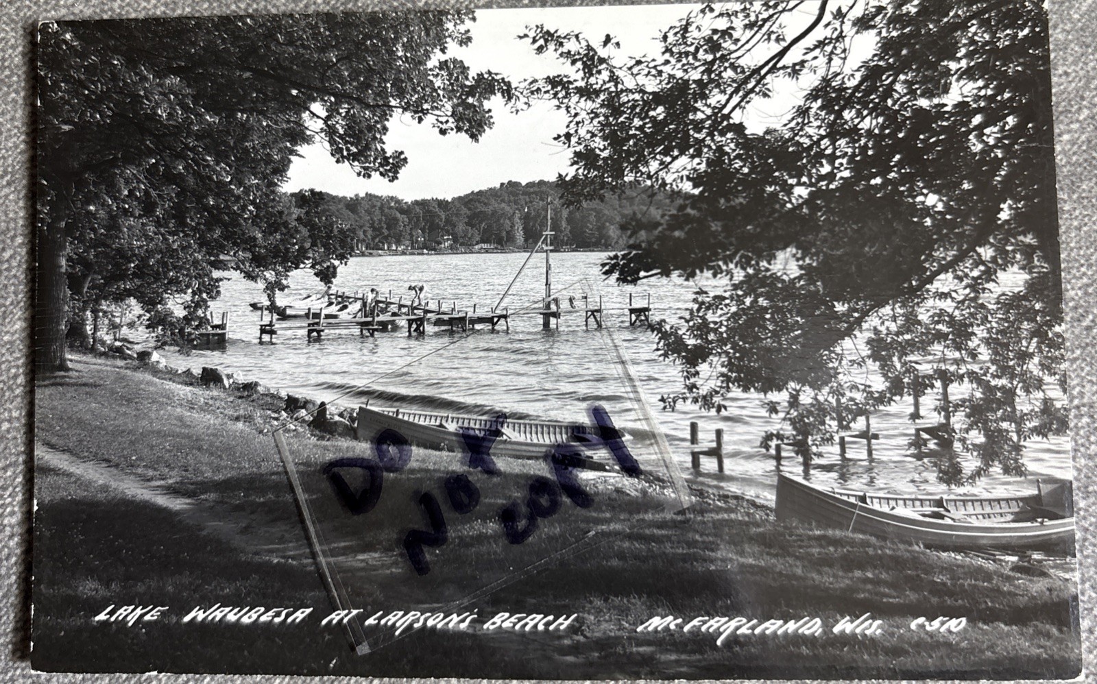 McFarland WI Lake Waubesa At Larson’s Beach Real Photo Postcard RPPC Wisconsin