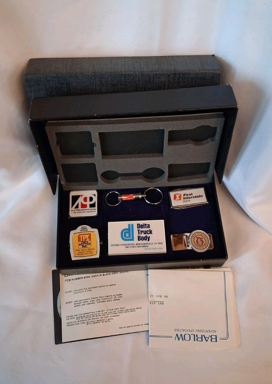 BARLOW Advertising Salesman Sample Kit Lot With Brochures & Sample Pocket Knife