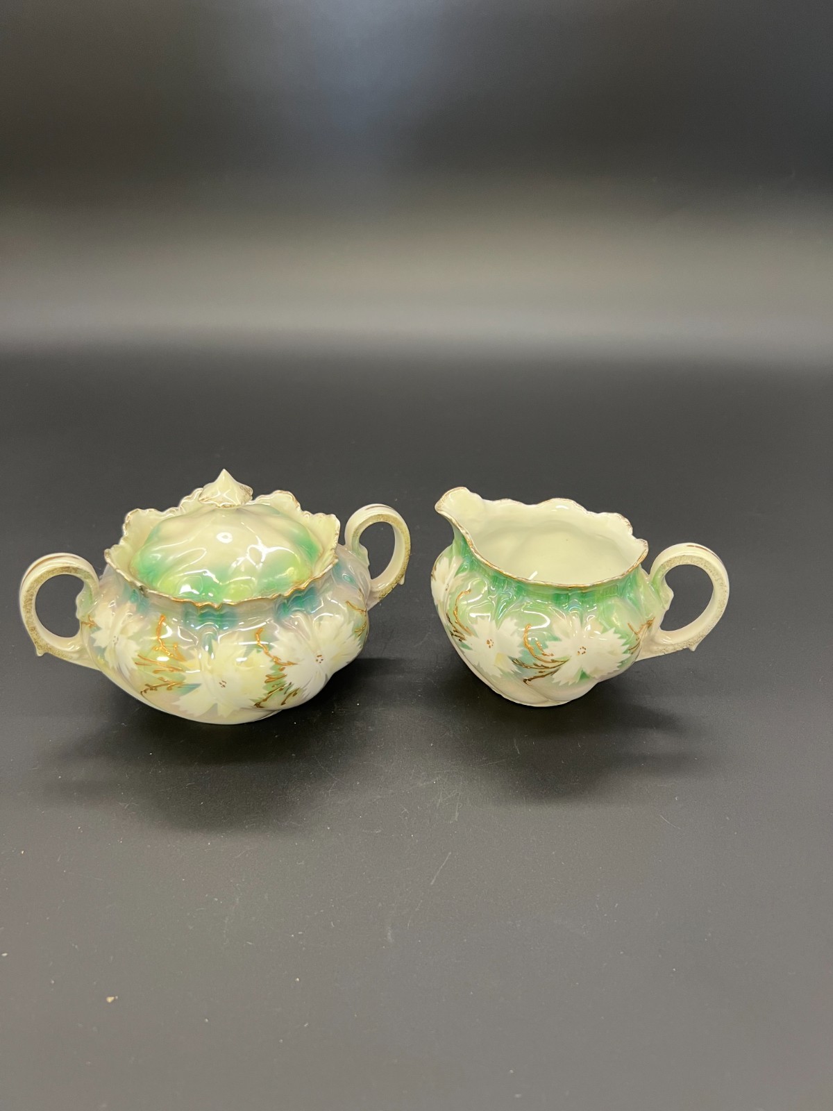 R & S Prussia Reinhold Schlegelmilch China Cream & Sugar Set C1890-1920