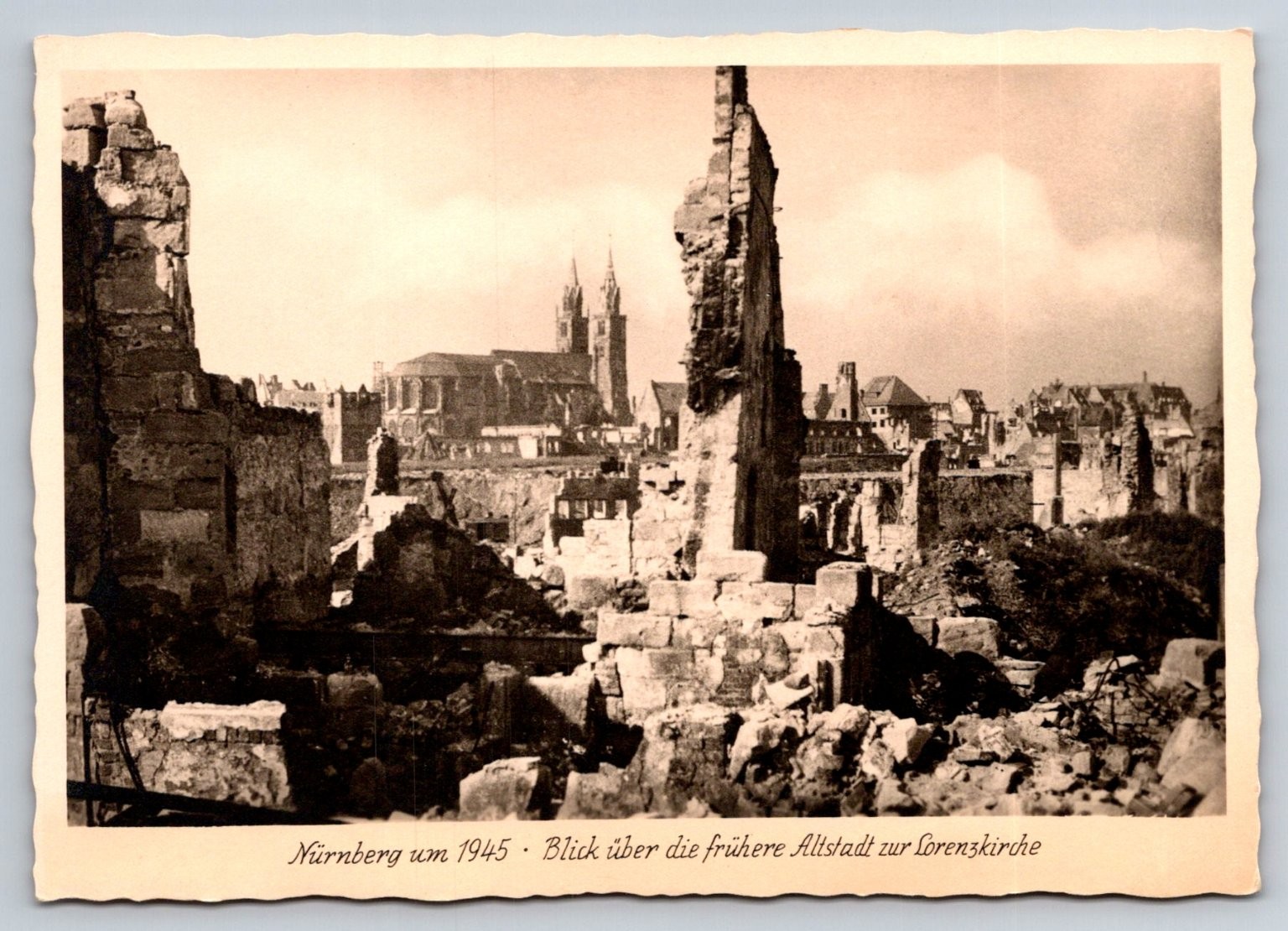 Nuremberg Germany 1945 WWII Ruins St. Lorenz Church Postcard