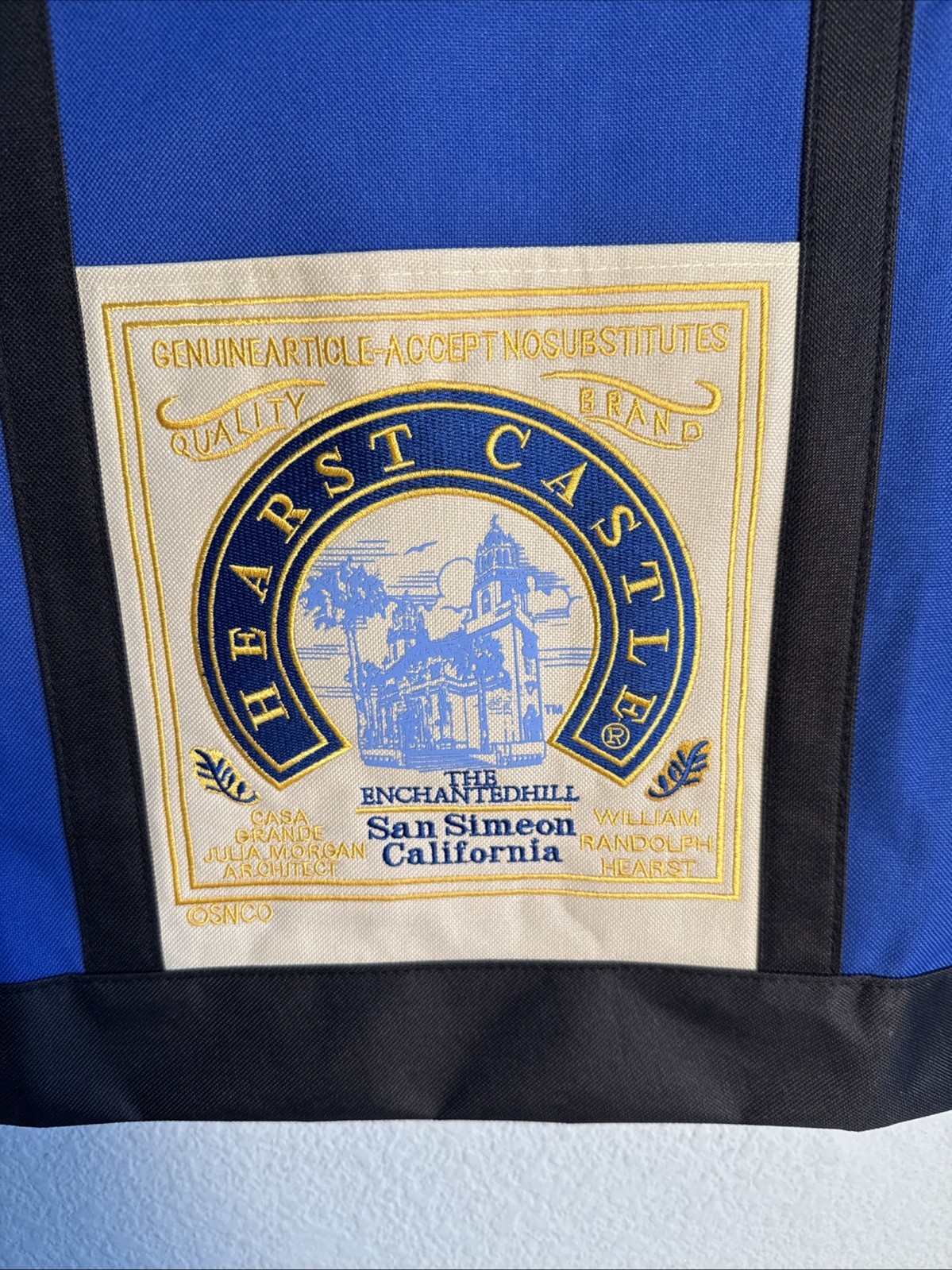 Vintage Souvenir Hearst Castle Enchanted Hill Canvas Tote Bag Embroidered 22