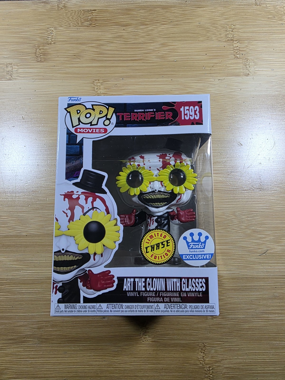 Funko POP #1593 Terrifier Art the Clown w/ Glasses (chase) + Protector