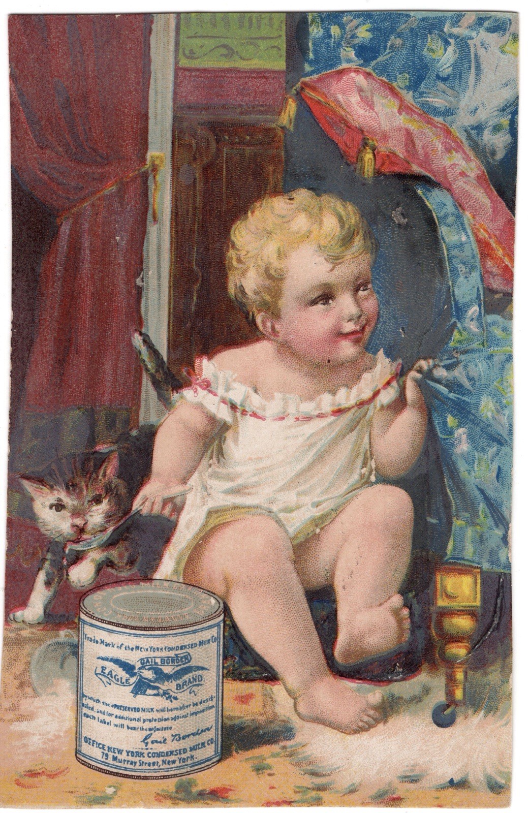 Antique Advertising Trade Card for Gail Borden\'s Eagle Brand Condensed Milk