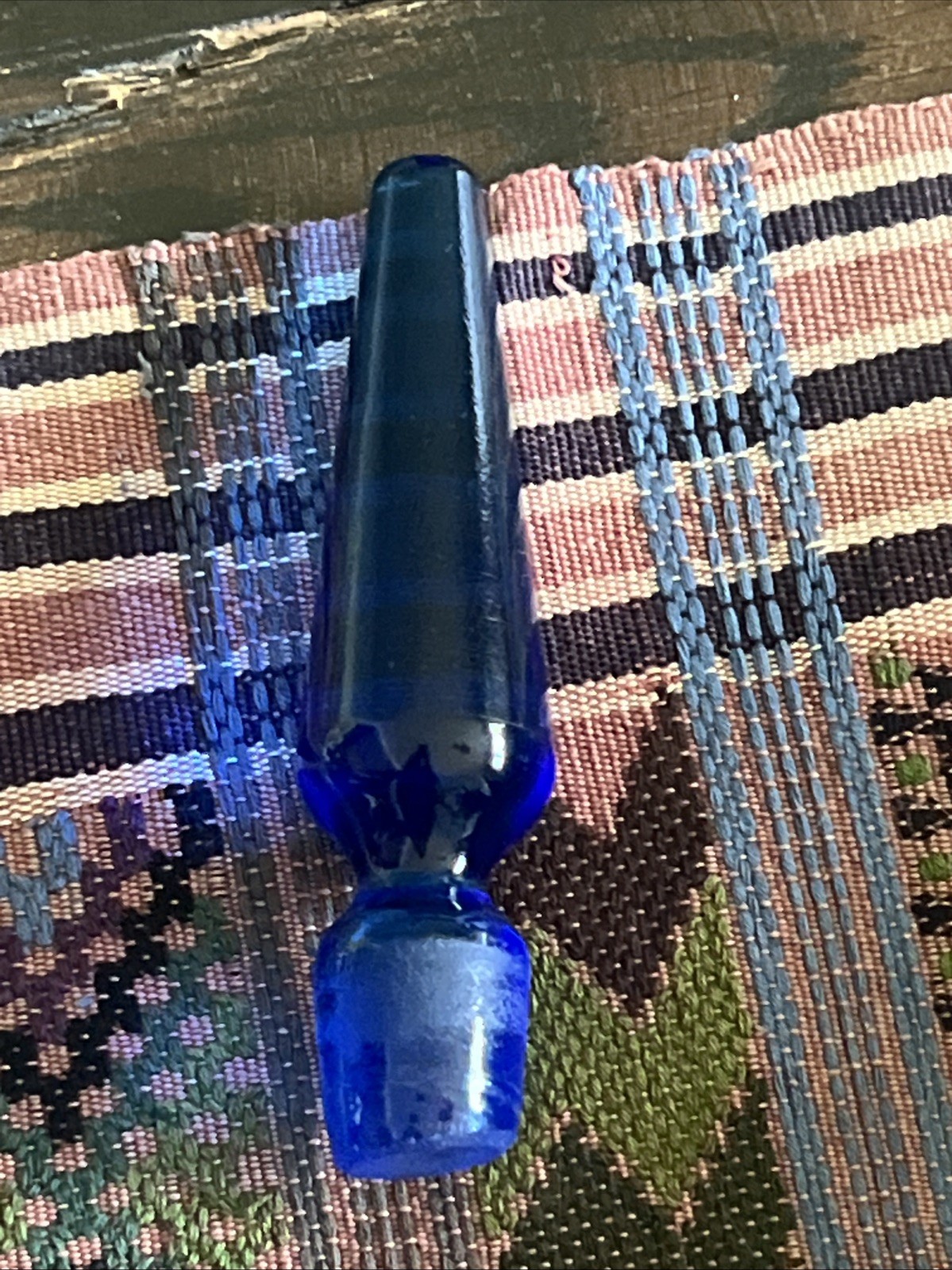 VINTAGE COBALT BLUE  HAND BLOWN GLASS STOPPER