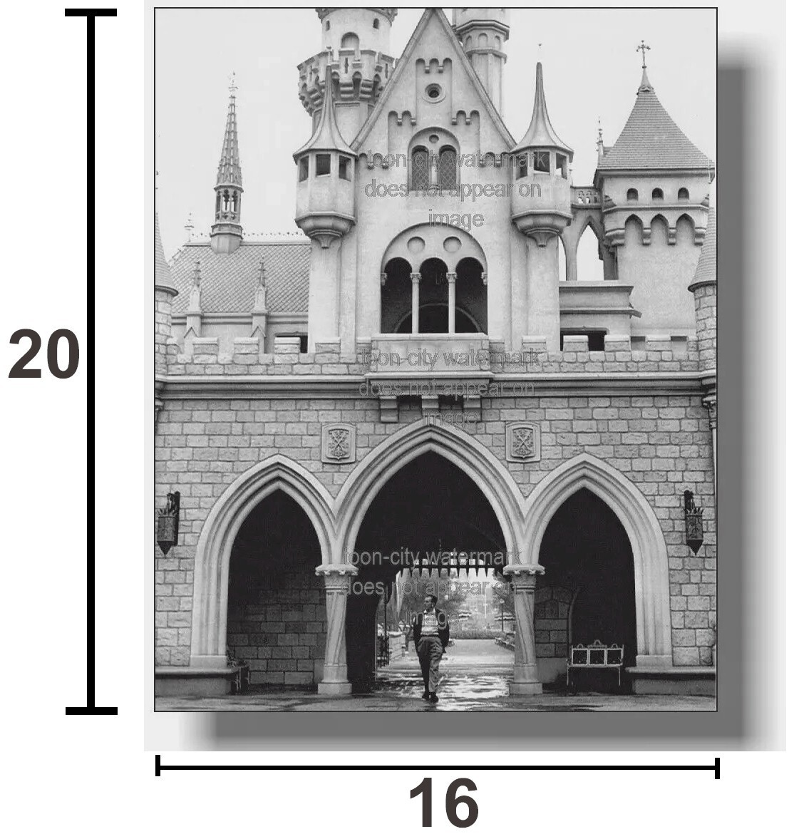 🔵🟥  HUGE 16x20 PHOTO Walt Disney Sleeping beauty Castle 1955 Luster Disneyland