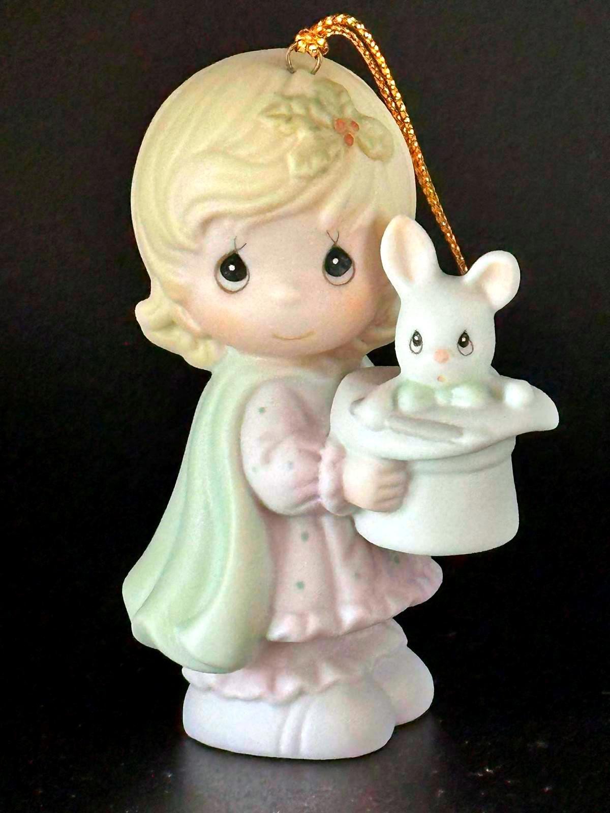 Precious Moments Cute Girl Figurine Ornament with Bunny - Limited Edition