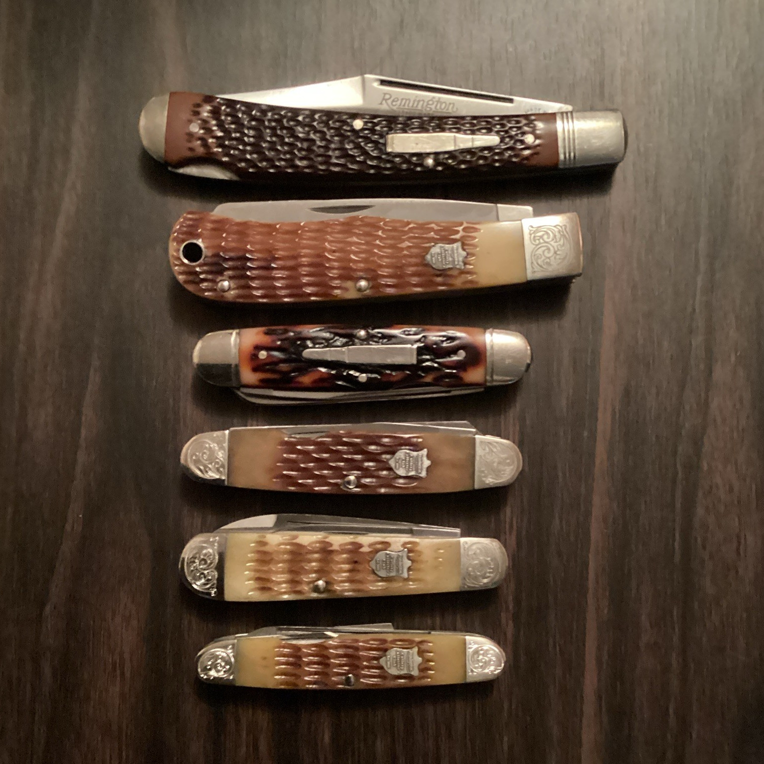 Remington 6-Pc Pocketknife Lot Manual Slipjoint SS Clip 2-3 Blade Nail File