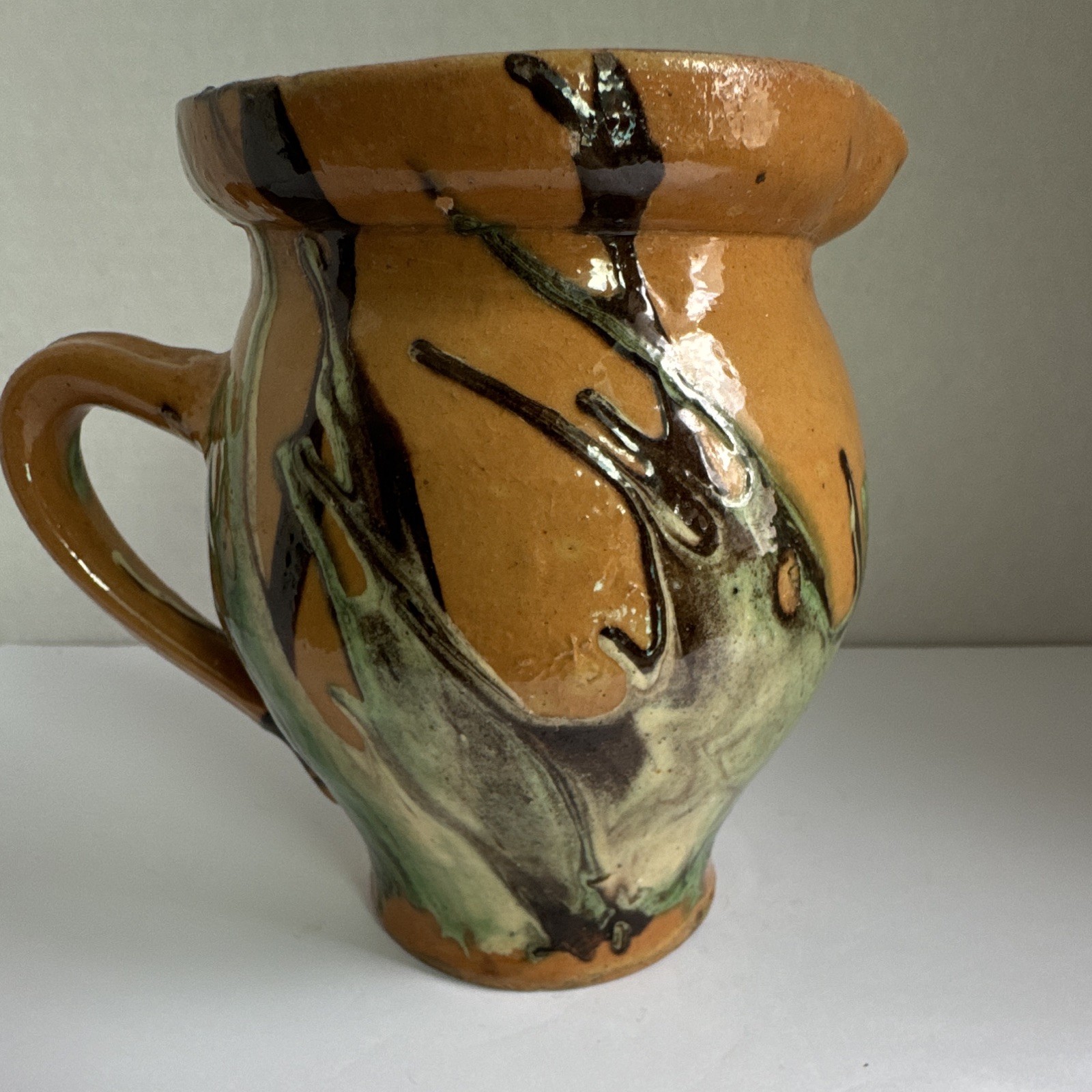 STUNNING ANTIQUE FRENCH JASPÉ PITCHER SIGNED