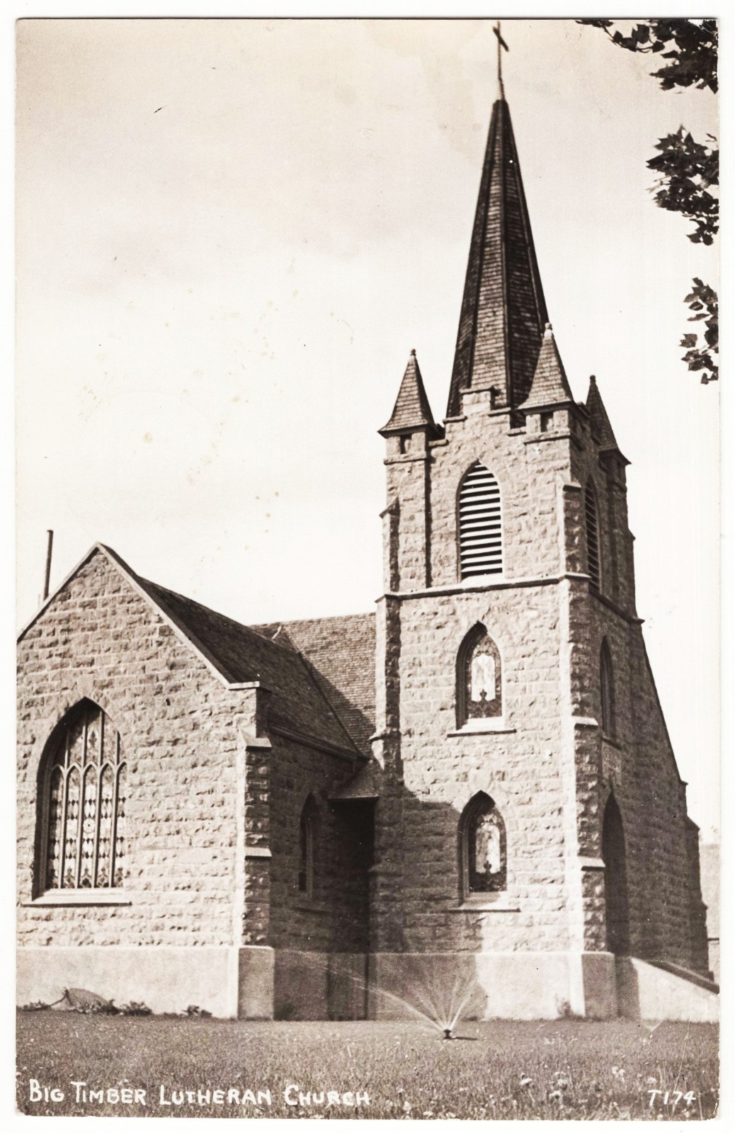 real photo Livingston MT - Big Timber Lutheran Church mailed 1946 postcard RPPC